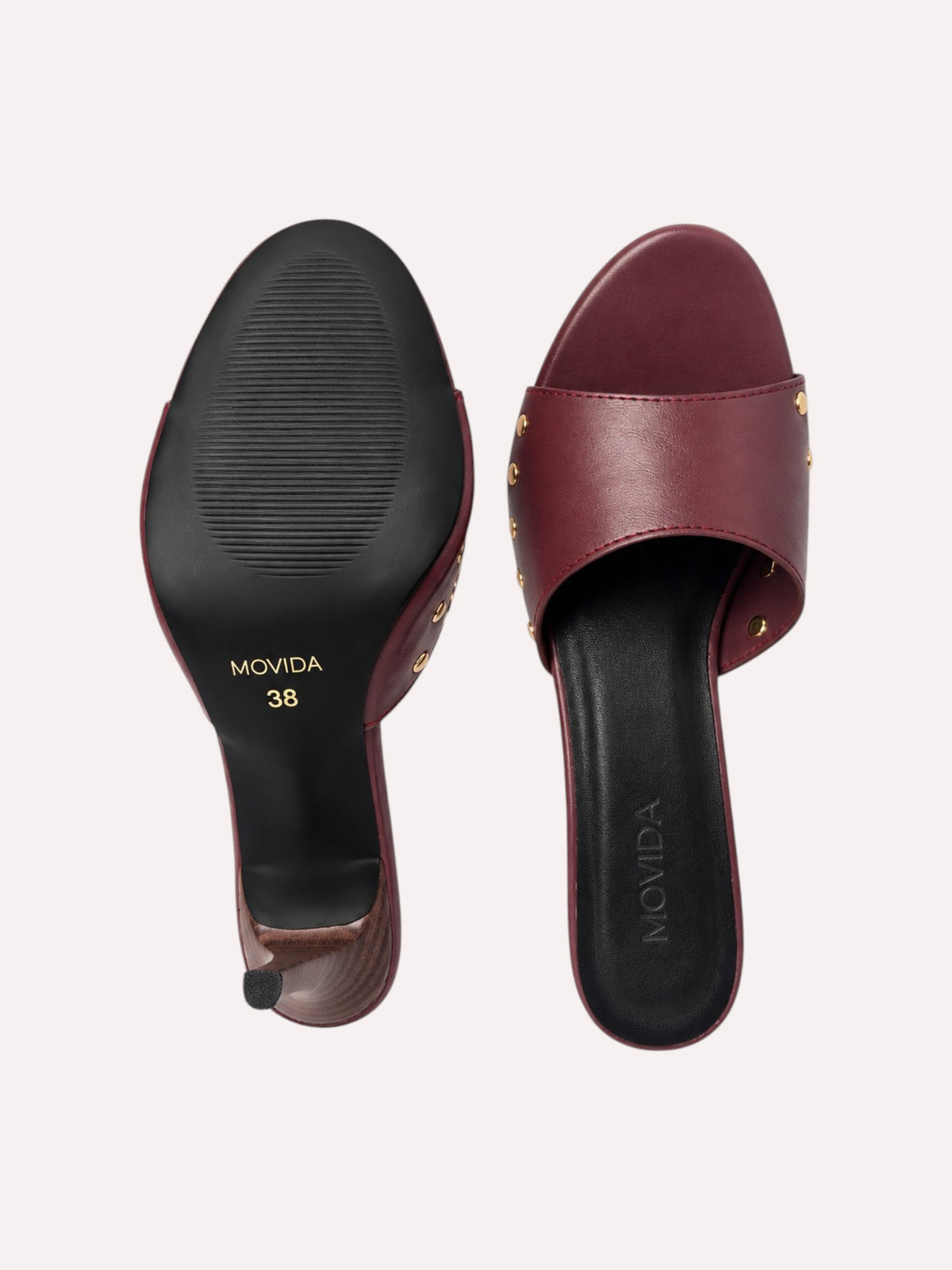 Rocco Gold-Stud Wide-Band Stiletto Mule – Wine