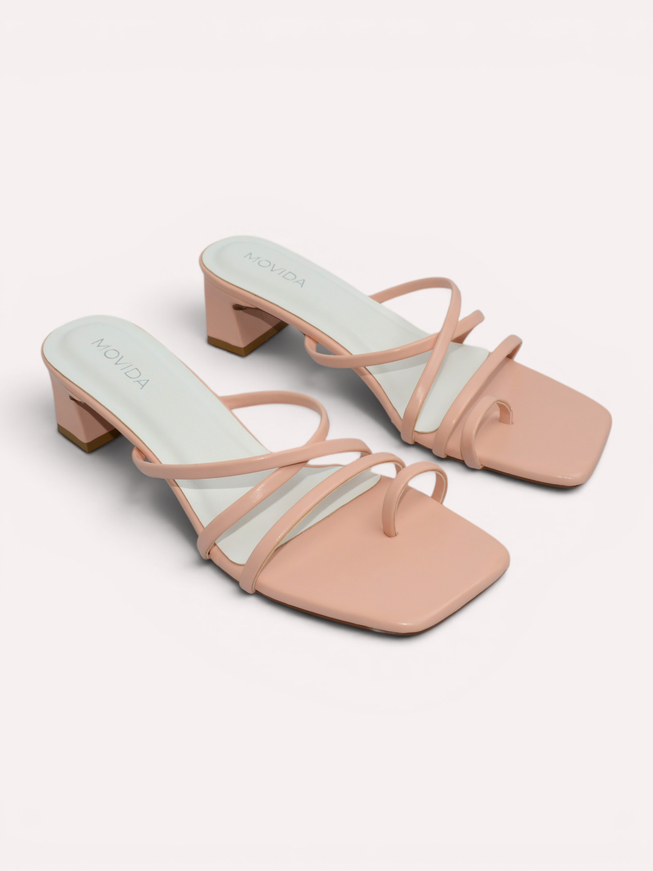 Heel Cross Strap Toe Ring Sandal - Salmon