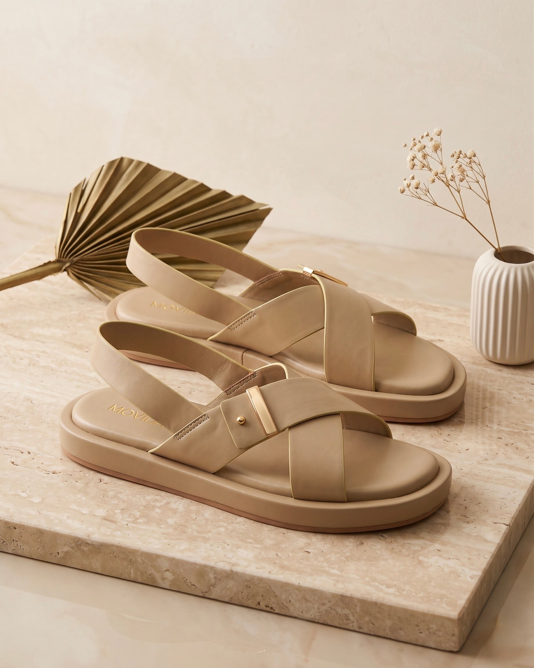 Cruz Crossover Slingback Flatform Sandals – Camel