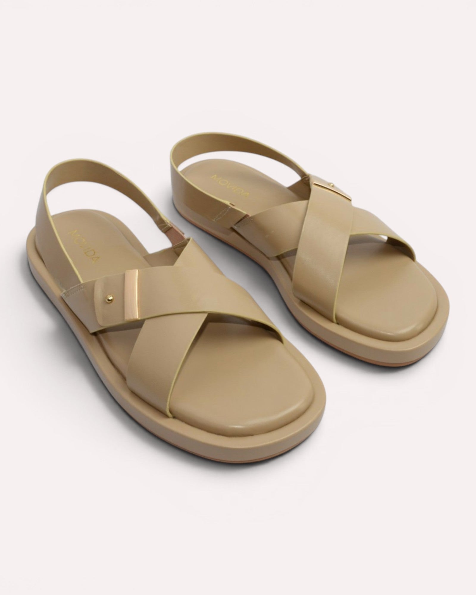 Cruz Crossover Slingback Flatform Sandals – Camel