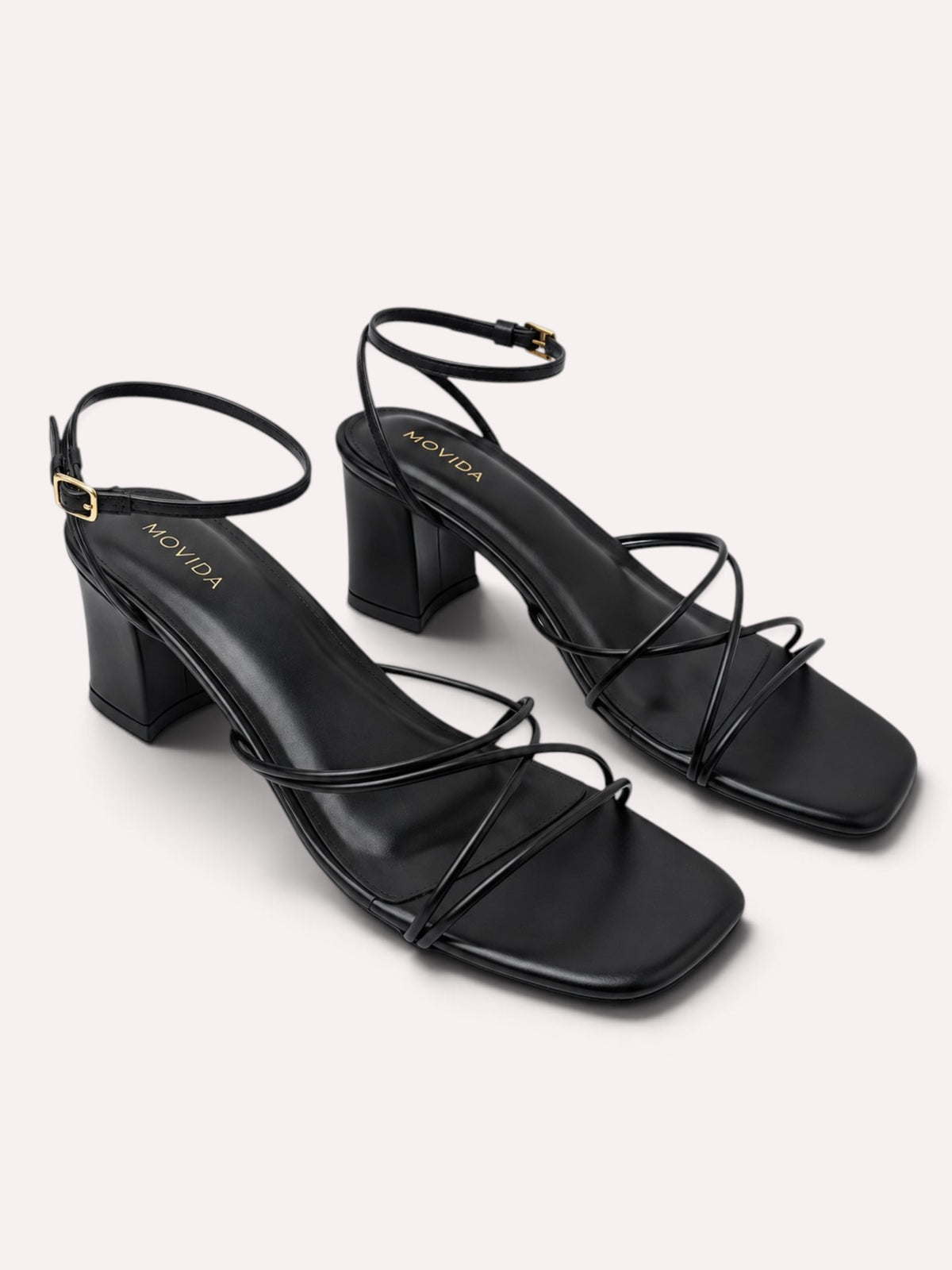 Solana Cross-Strap Flared Block Heel Sandal – Black