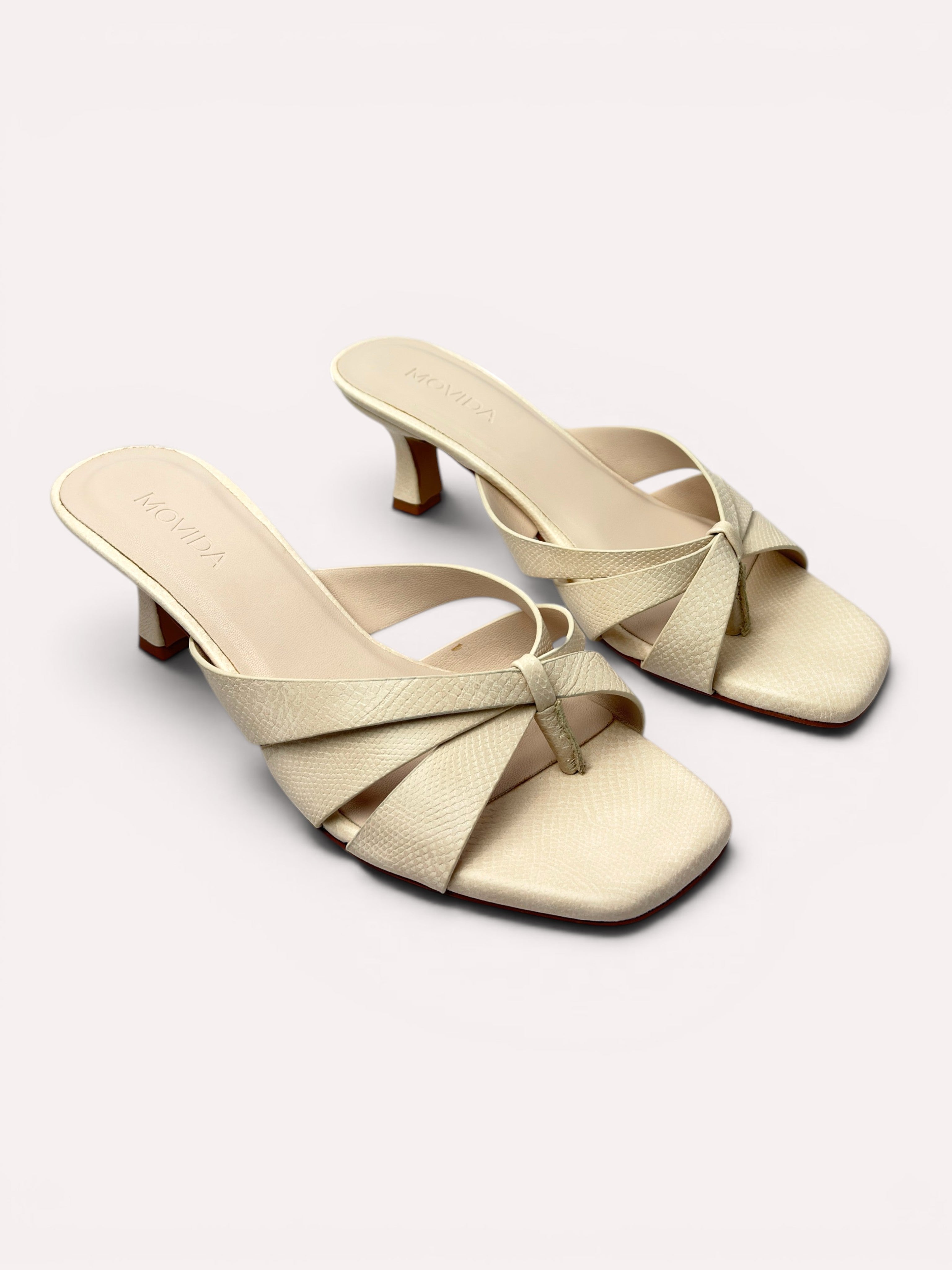 Dune Criss-Cross Spool Kitten Heel Mule – Off White