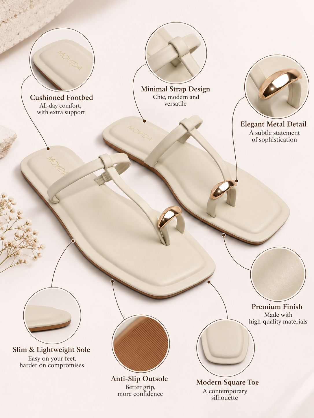 Sable Gold Shell T-Bar  Thong Sandal – Cool Grey