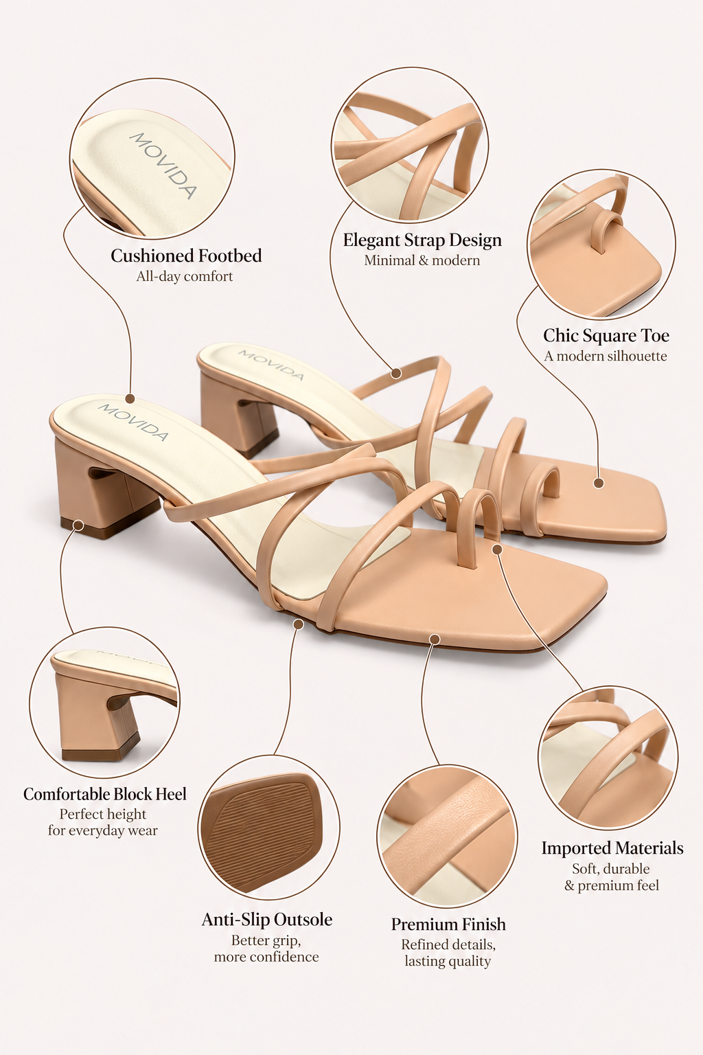 Heel Cross Strap Toe Ring Sandal - Salmon