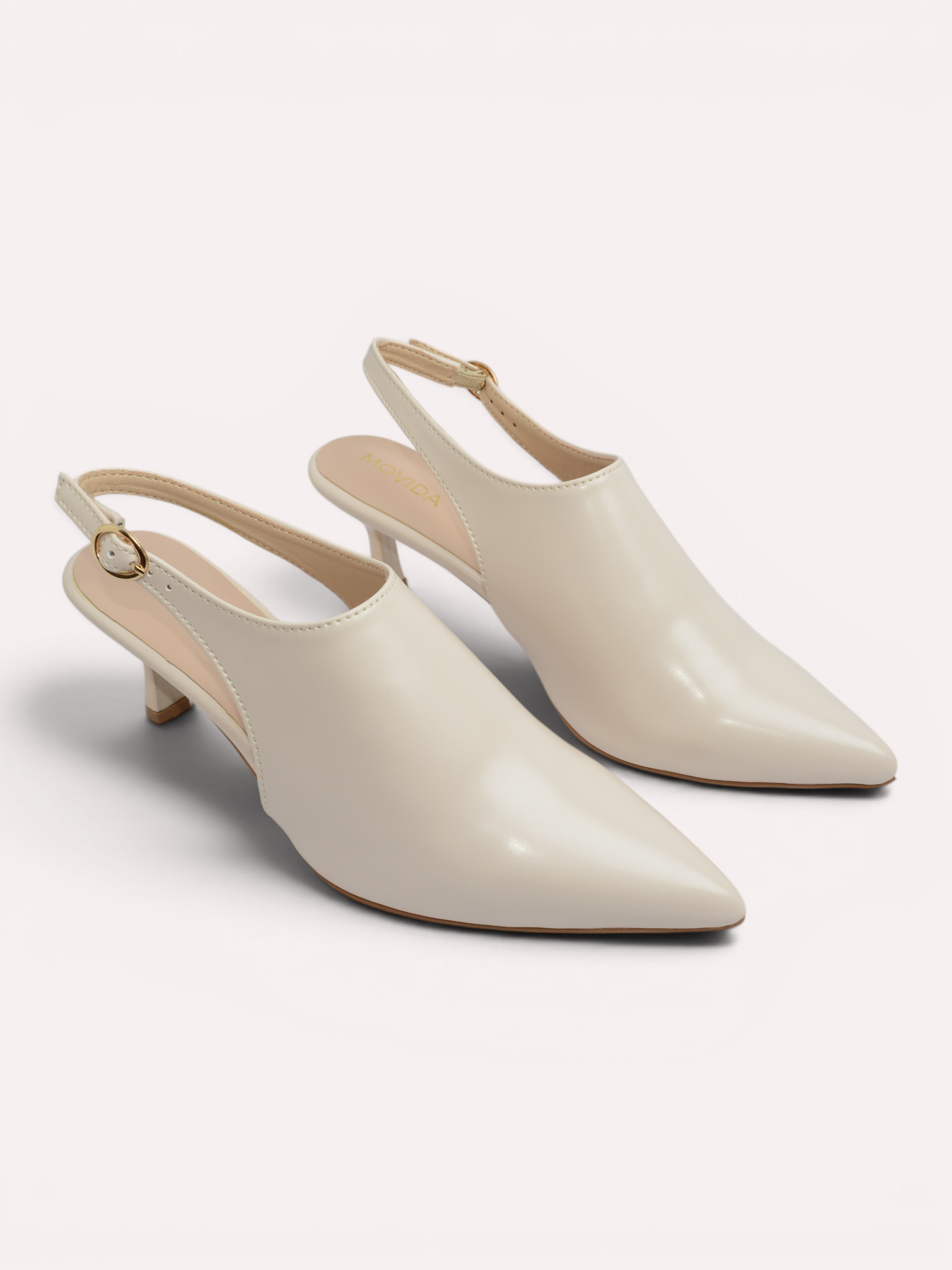 Celeste Kitten Heel Slingback – Cream