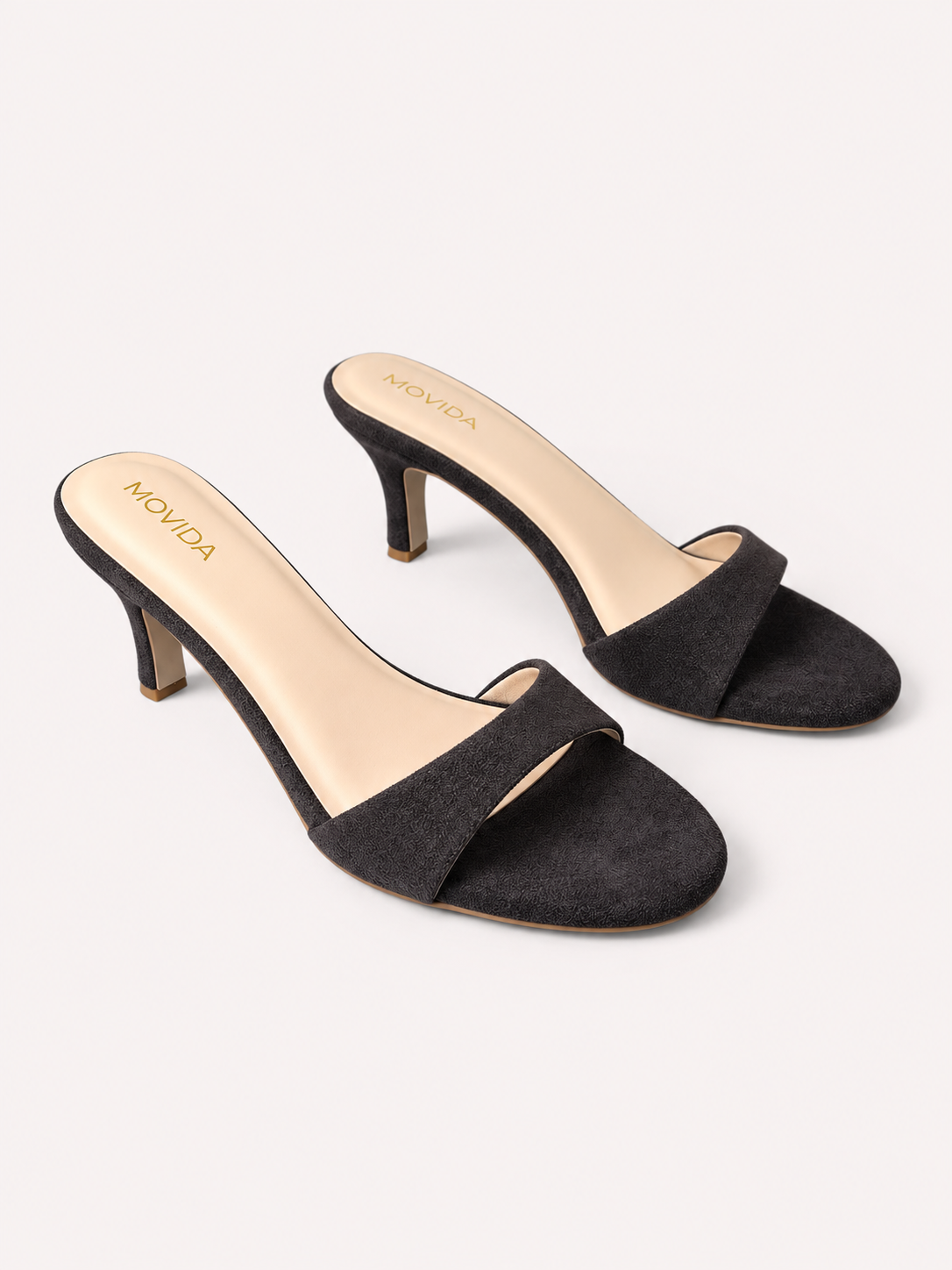 Rosette Suede Single Strap Kitten Heel Mule – Coffee Brown