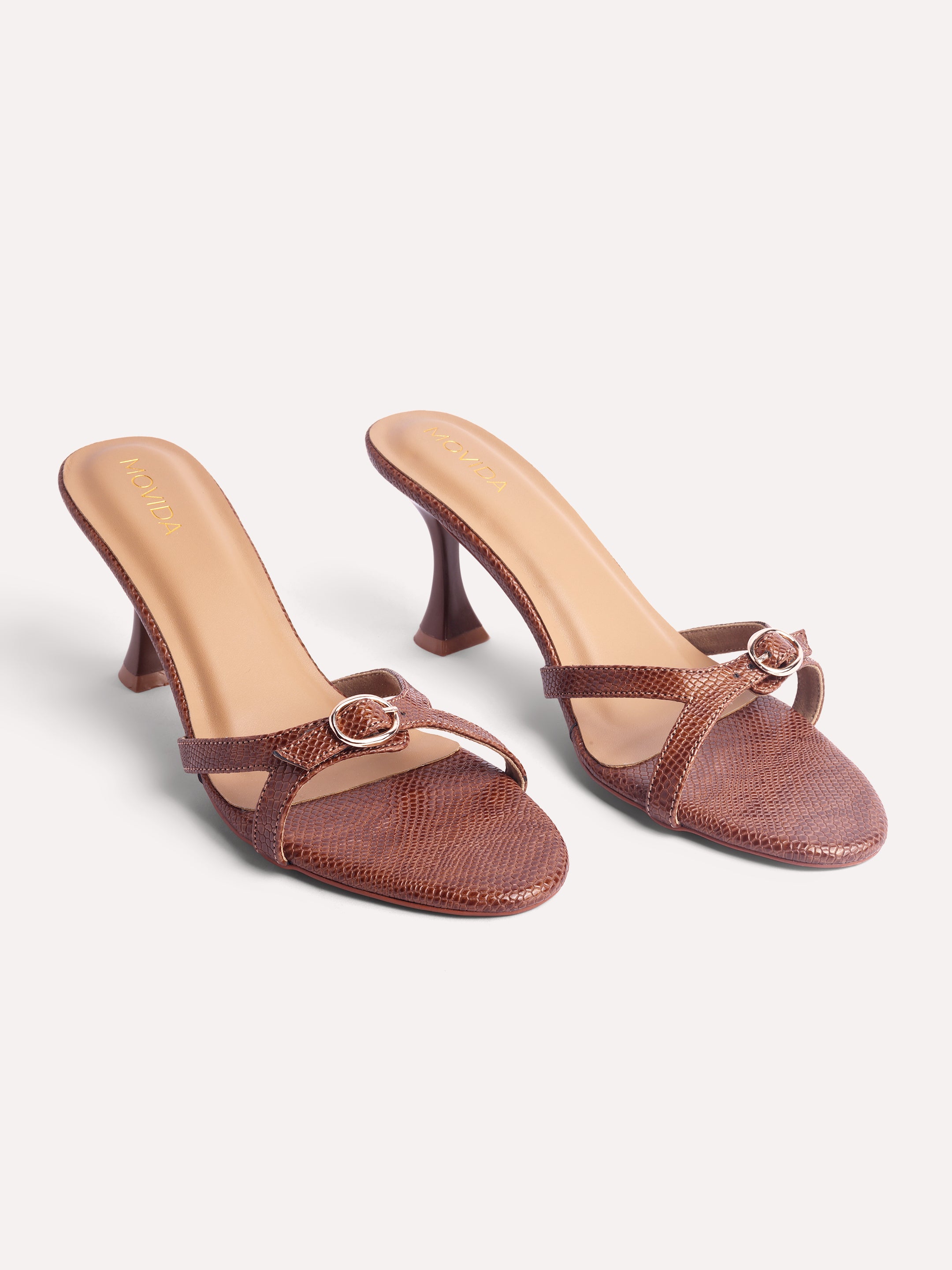 Strap with Buckle Heel Slider - Tan