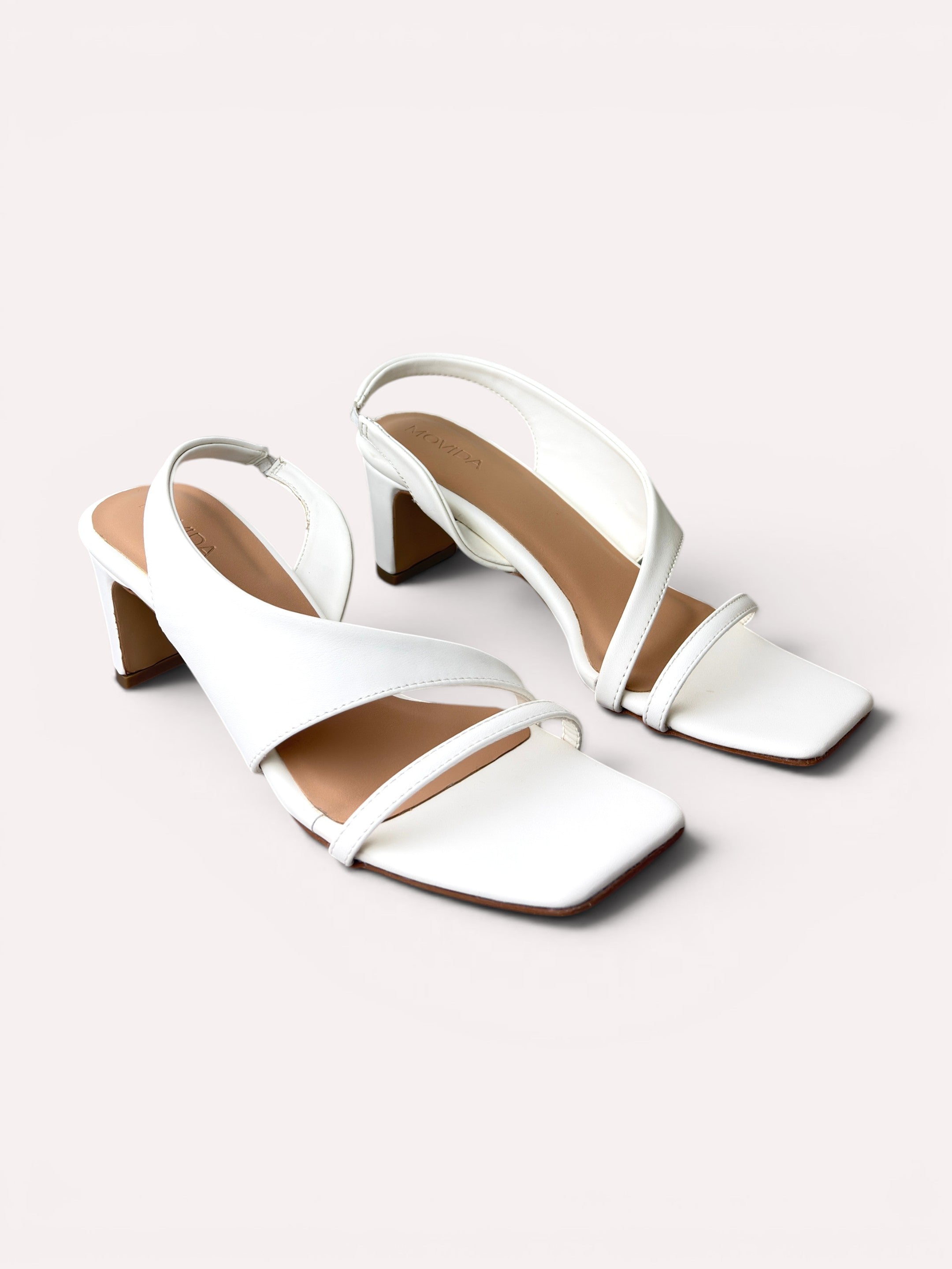 Bianca Cross Strap Cylinder Heel Slingback – White