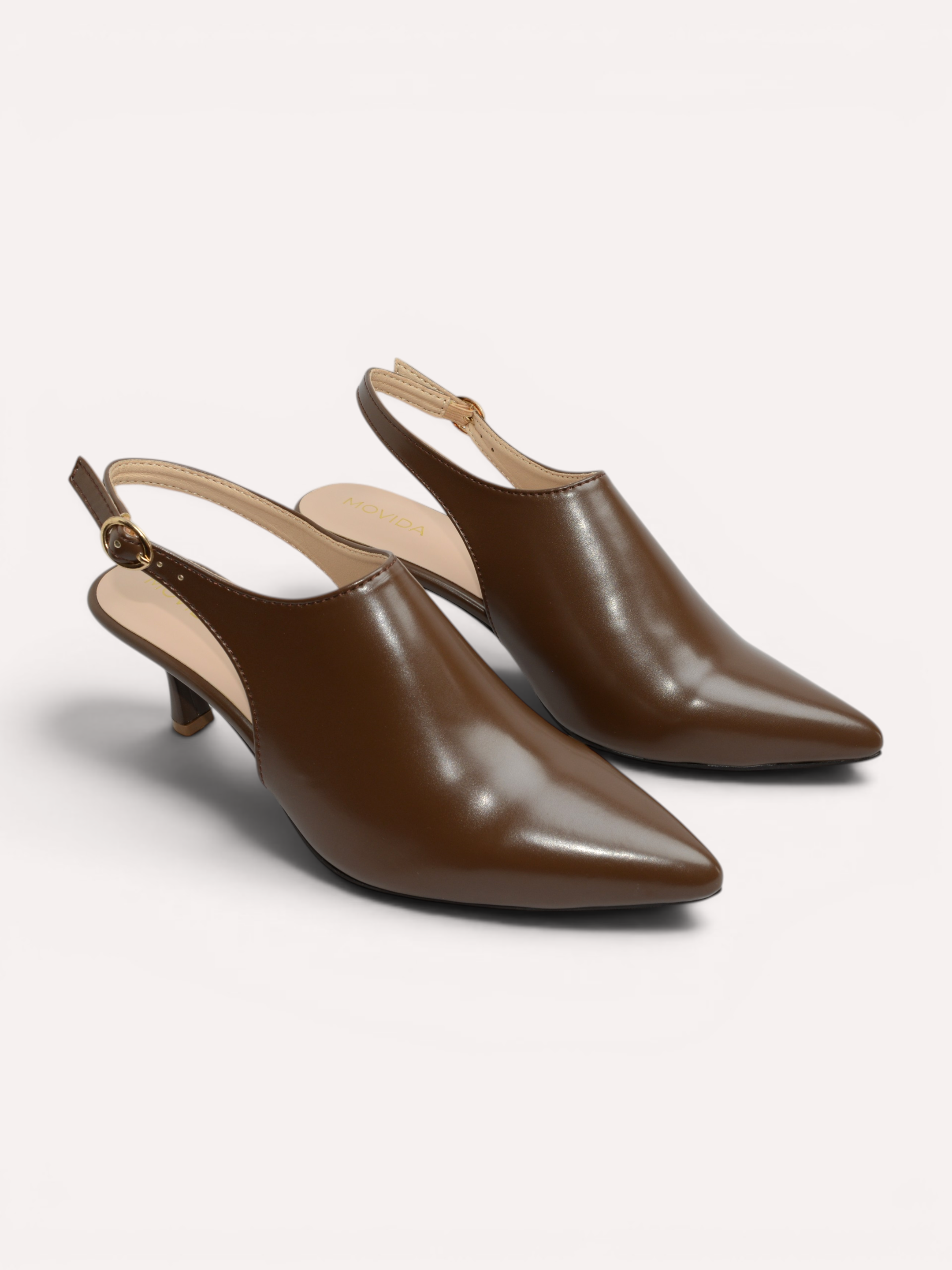 Celeste Kitten Heel Slingback –  Brown