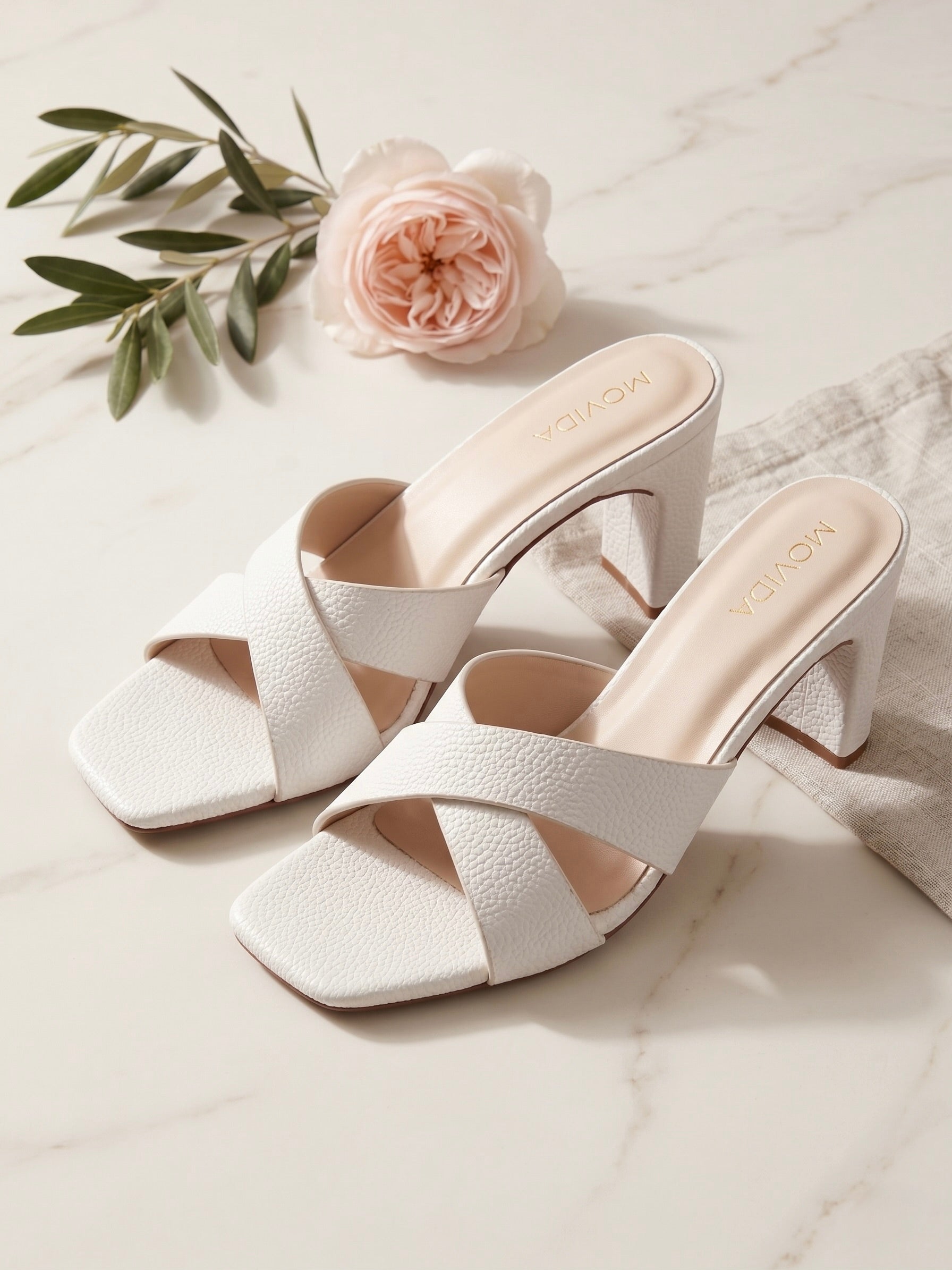 Classic Cross Straps Slide - White