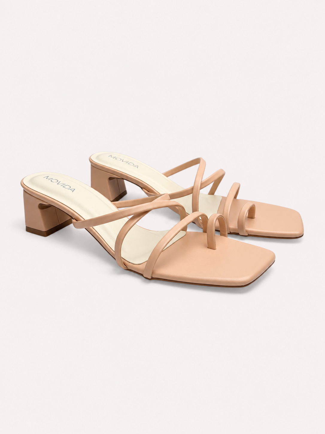 Heel Cross Strap Toe Ring Sandal - Salmon