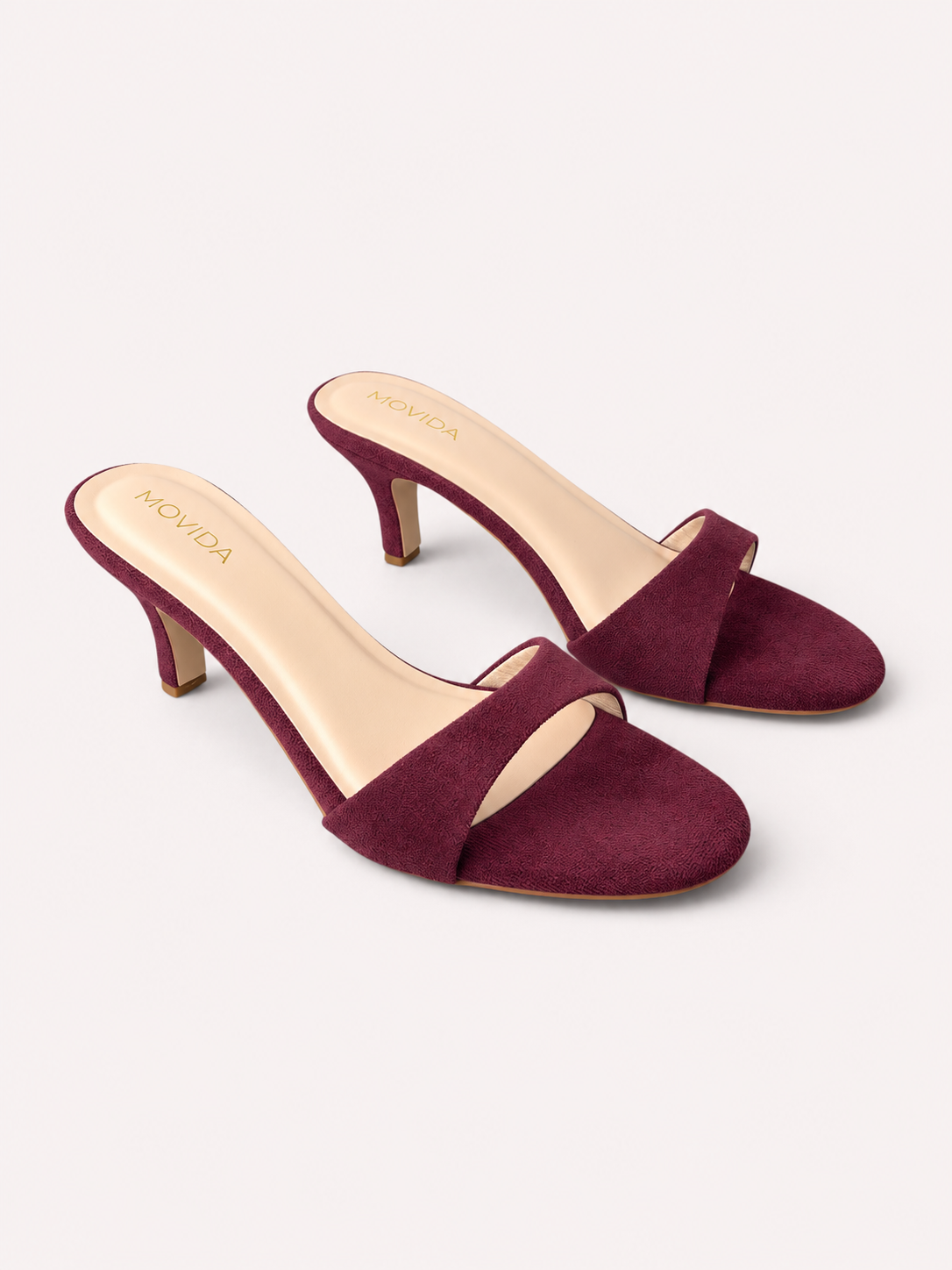 Rosette Suede Single Strap Kitten Heel Mule – Maroon