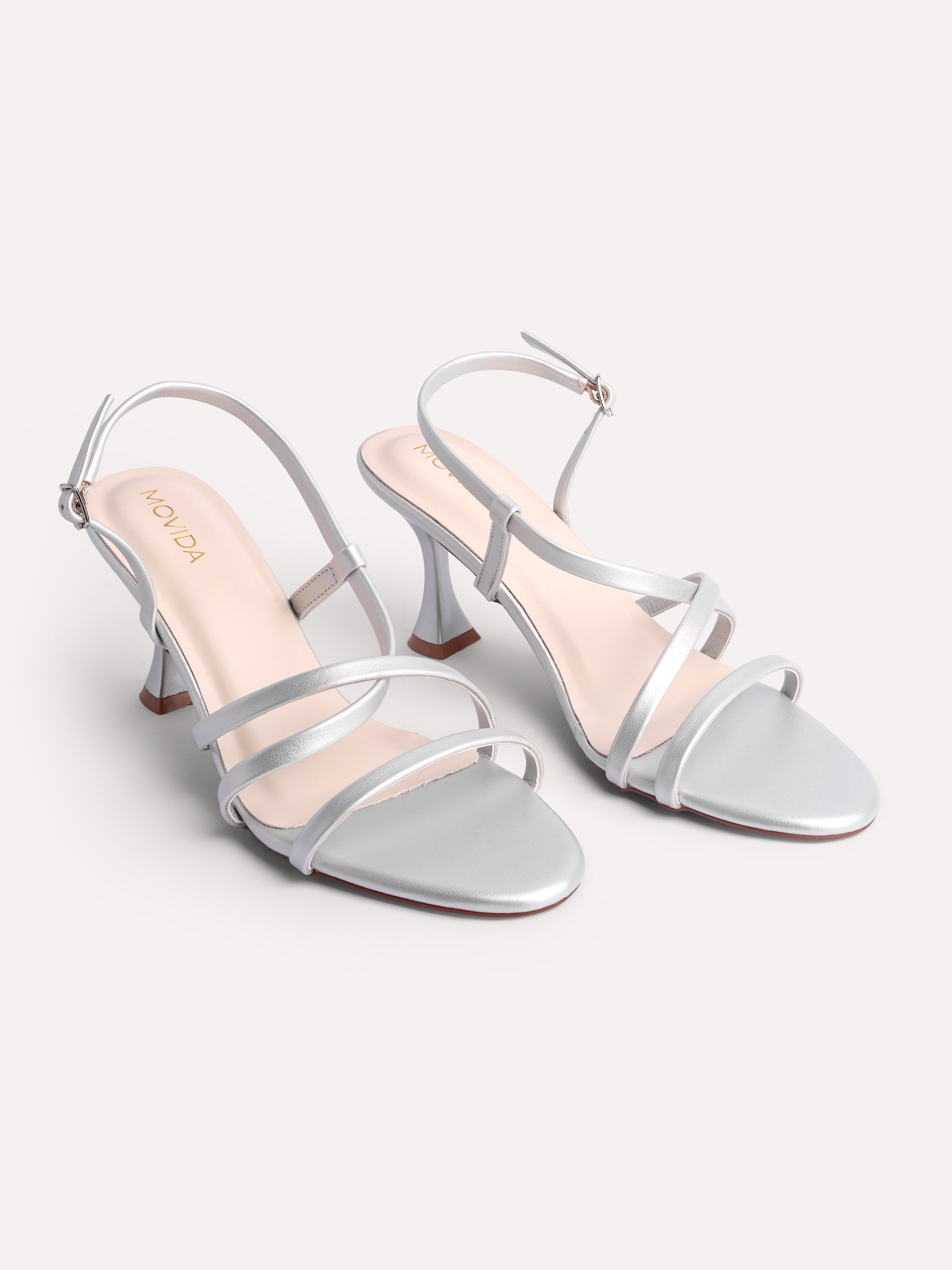 Cross Strap Sling Sandal - Silver
