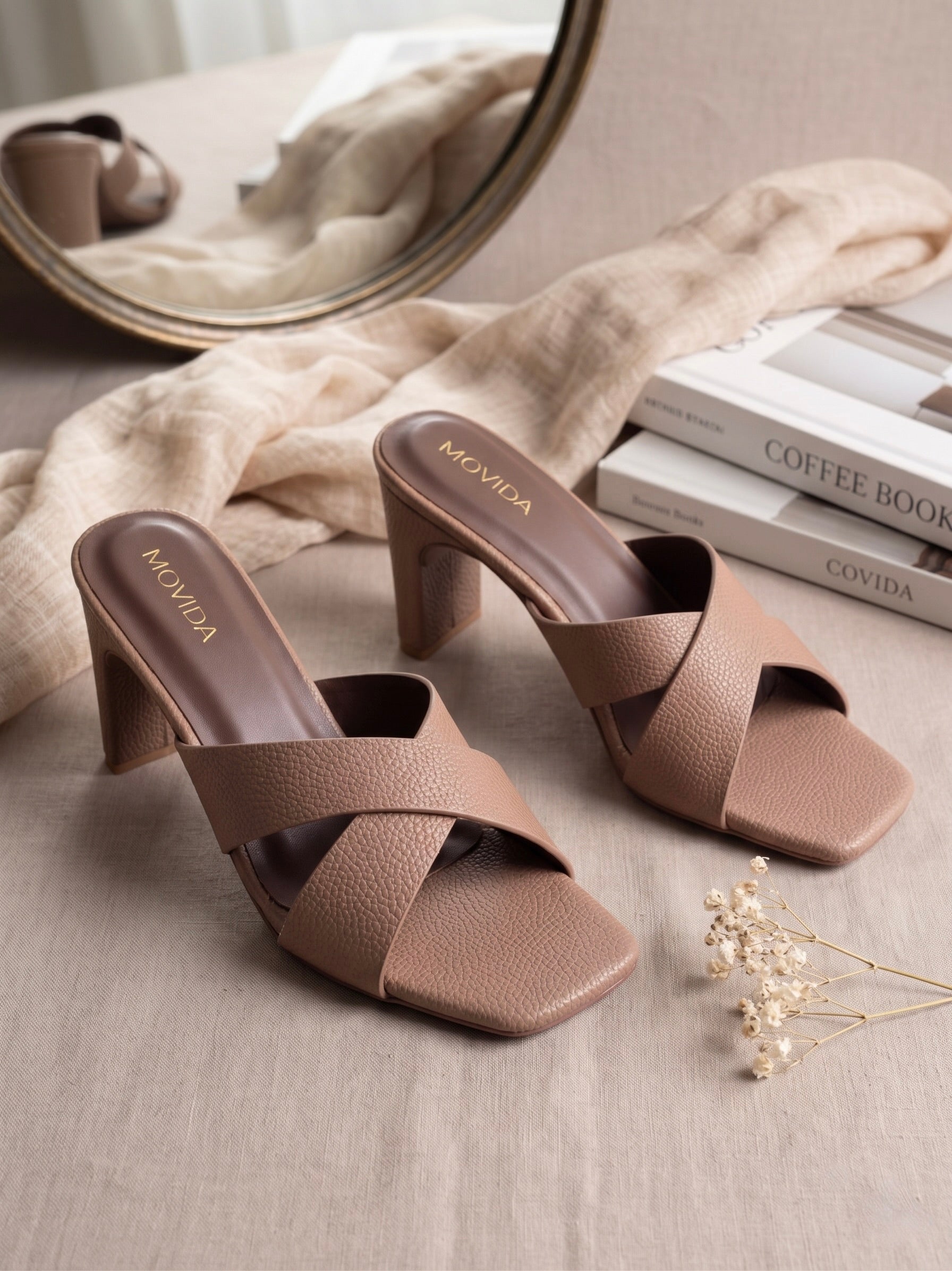 Classic Cross Straps Slide - Light Brown