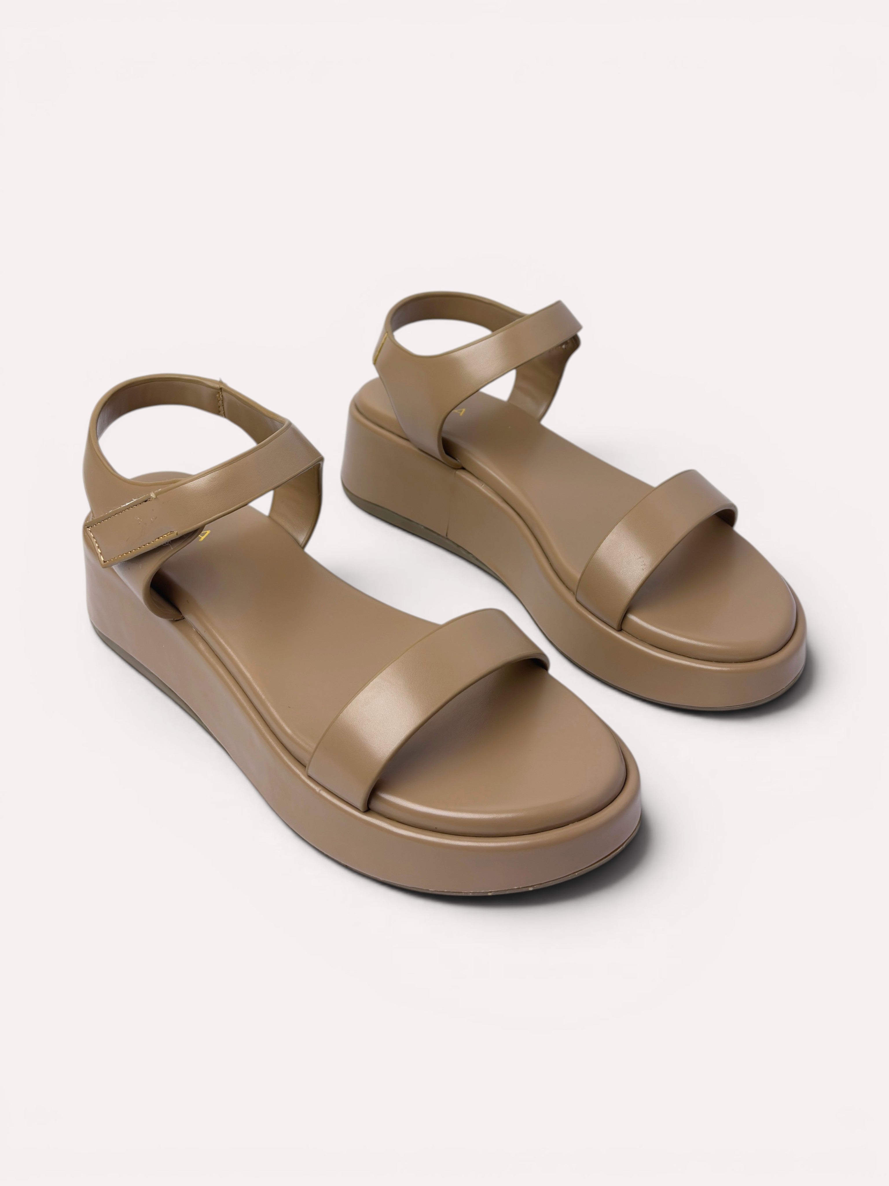 Sage Velcro Strap Flatform Sandal - Taupe