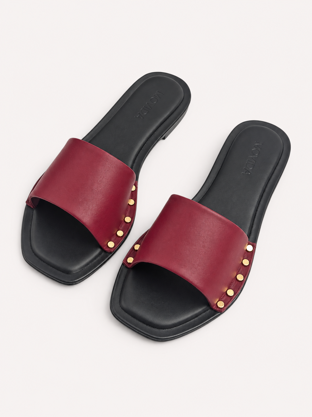 Kira Stud Flat Slide – Maroon