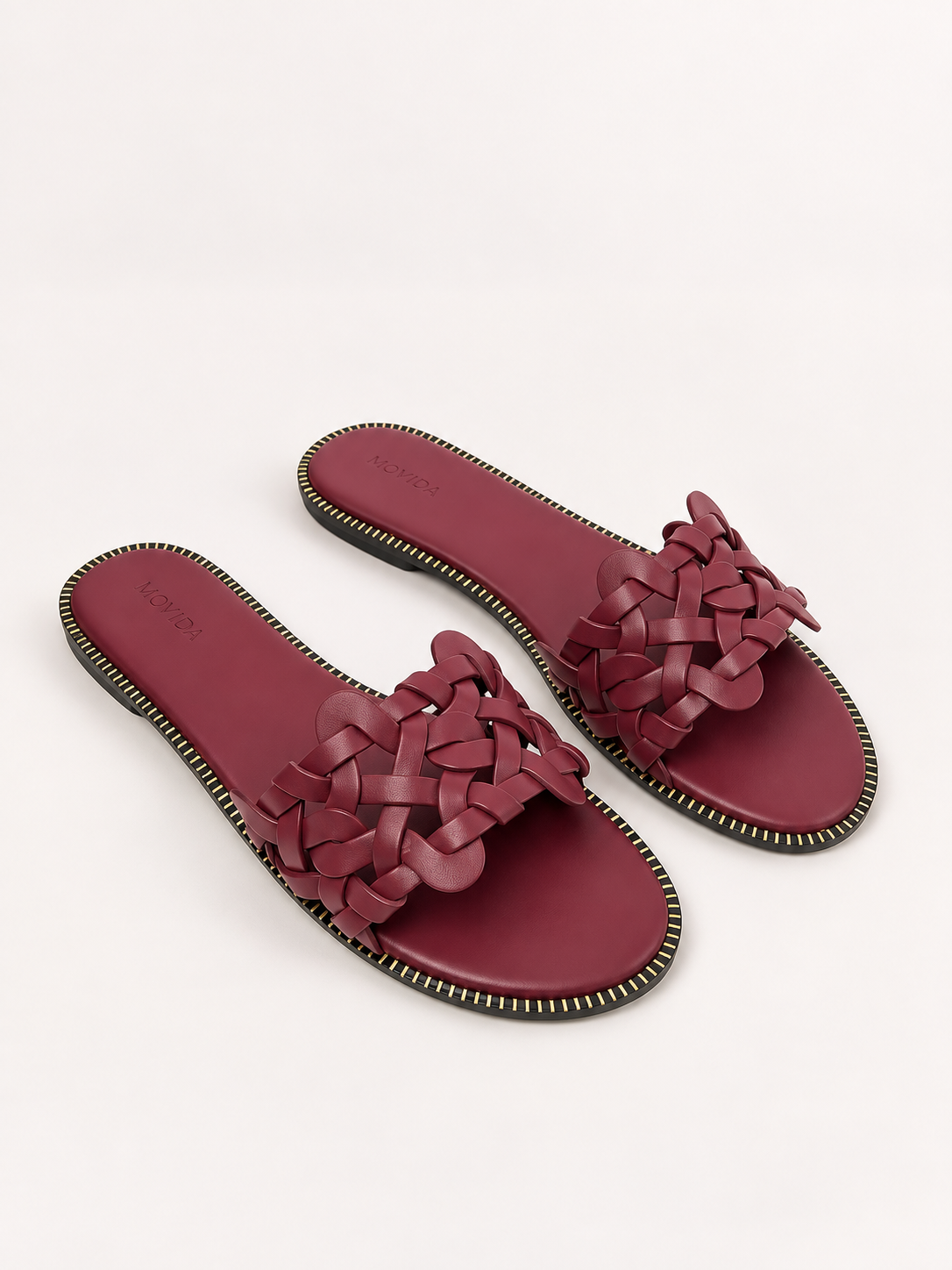 Tresse Braided Flat Slide – Wine