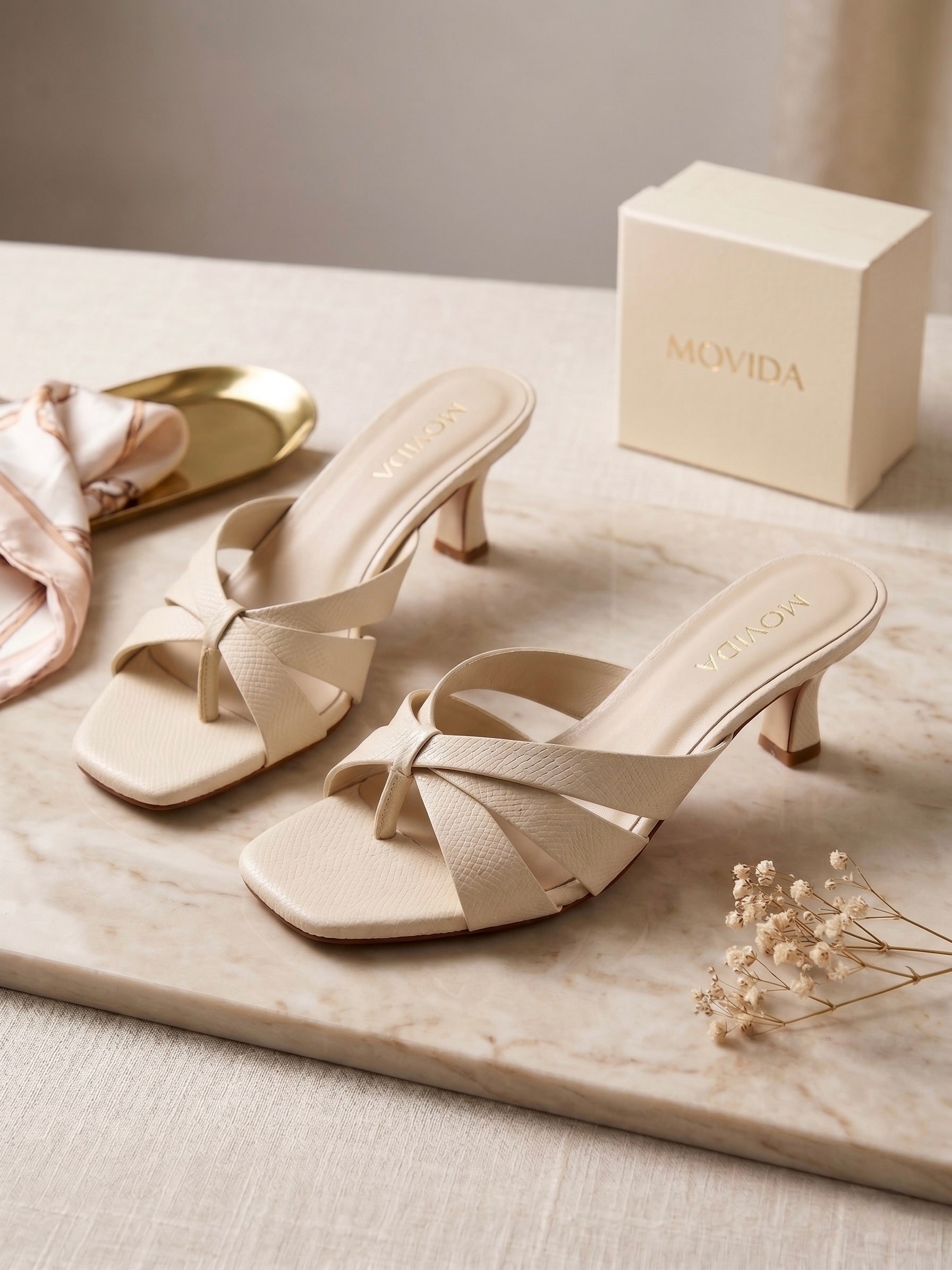 Dune Criss-Cross Spool Kitten Heel Mule – Off White