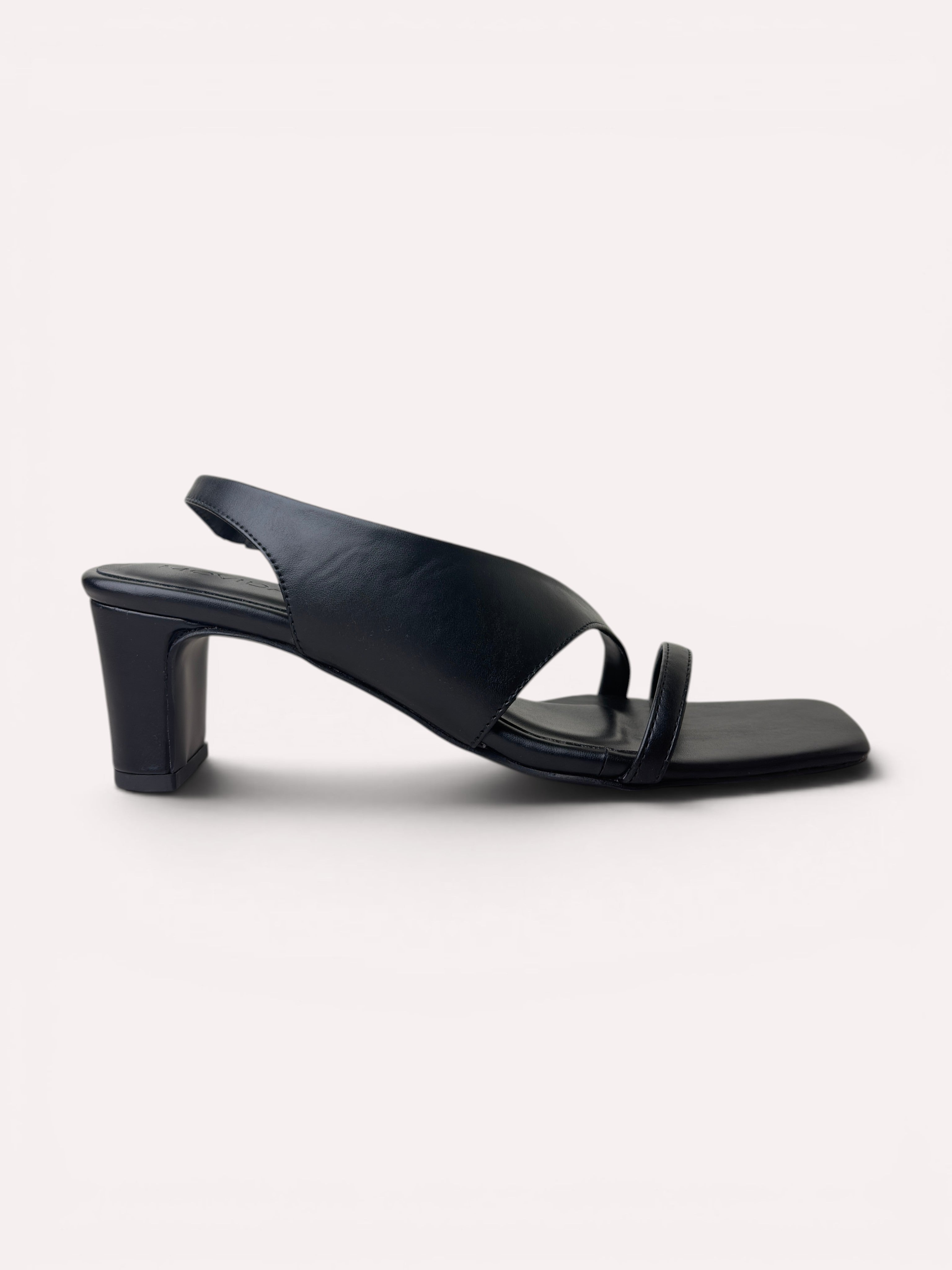 Bianca Cross Strap Cylinder Heel Slingback – Black