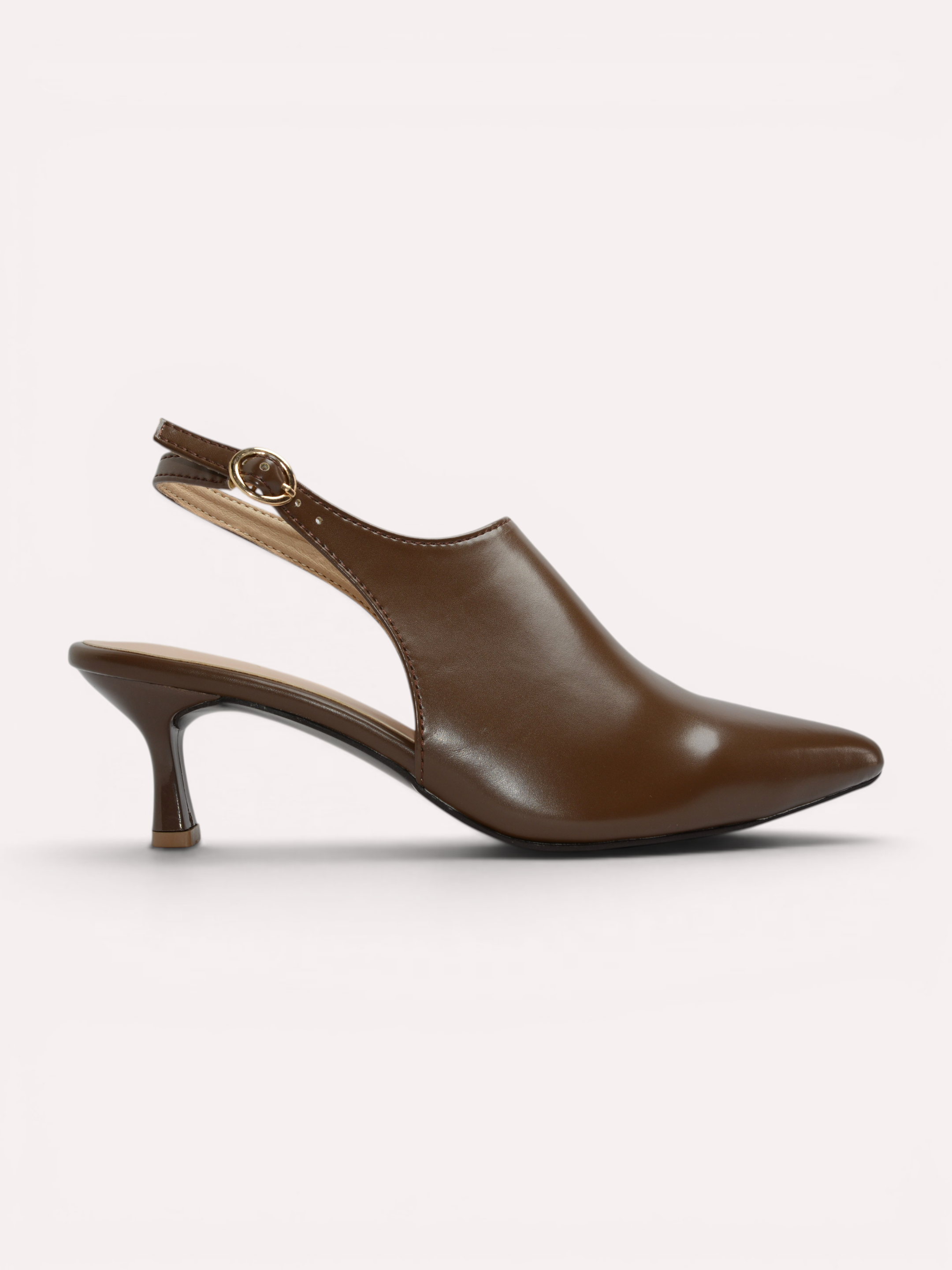 Celeste Kitten Heel Slingback –  Brown