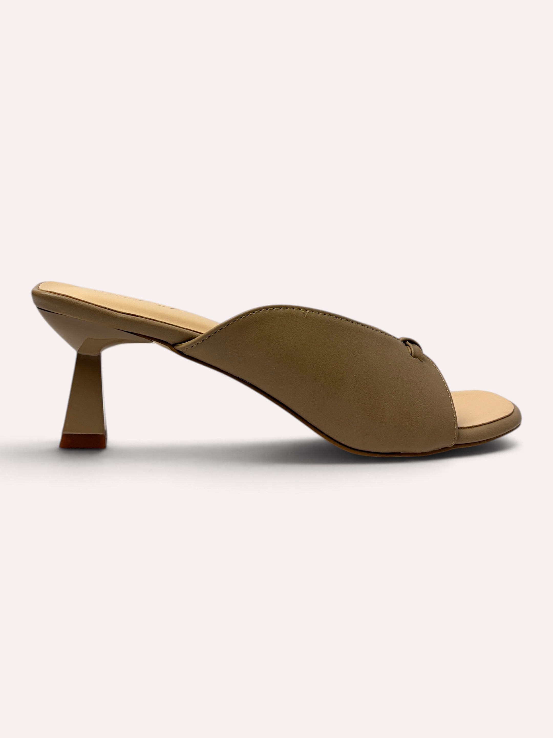 Lumina Sculptural Trumpet-Heel Strappy Mule – Camel