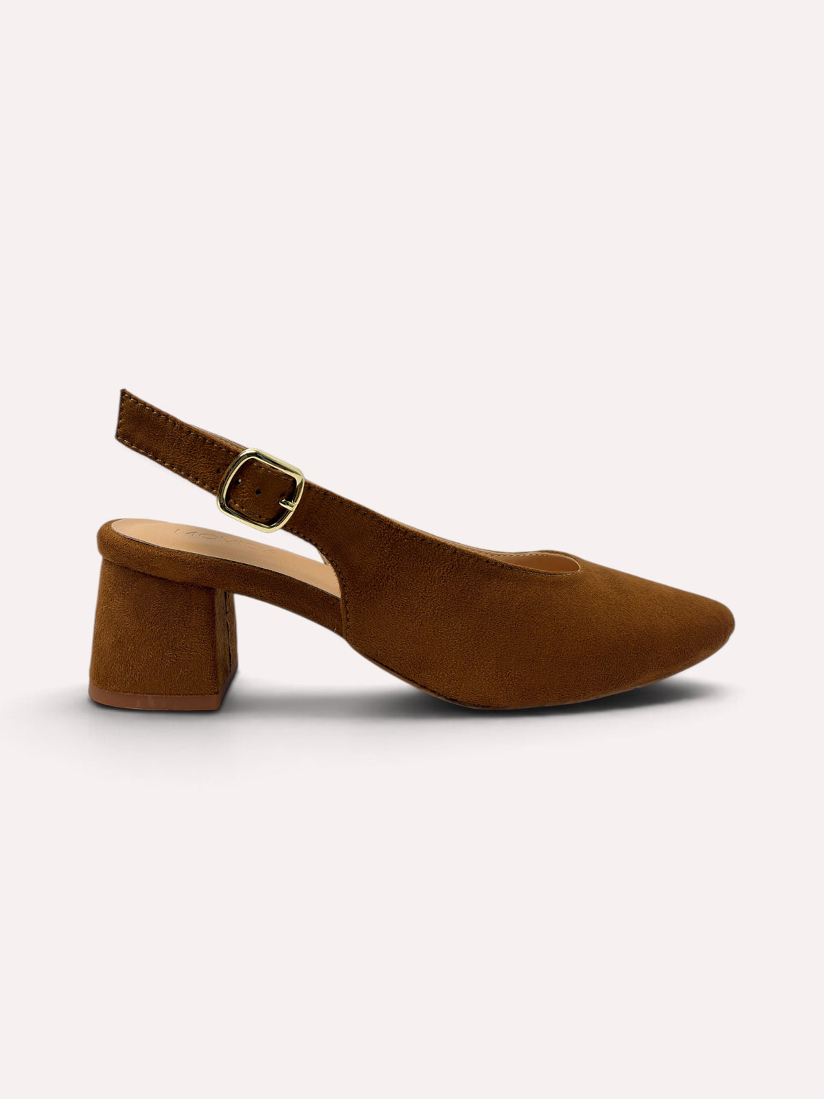 Bardot Pointed-Toe Slingback Block Heel – Tan