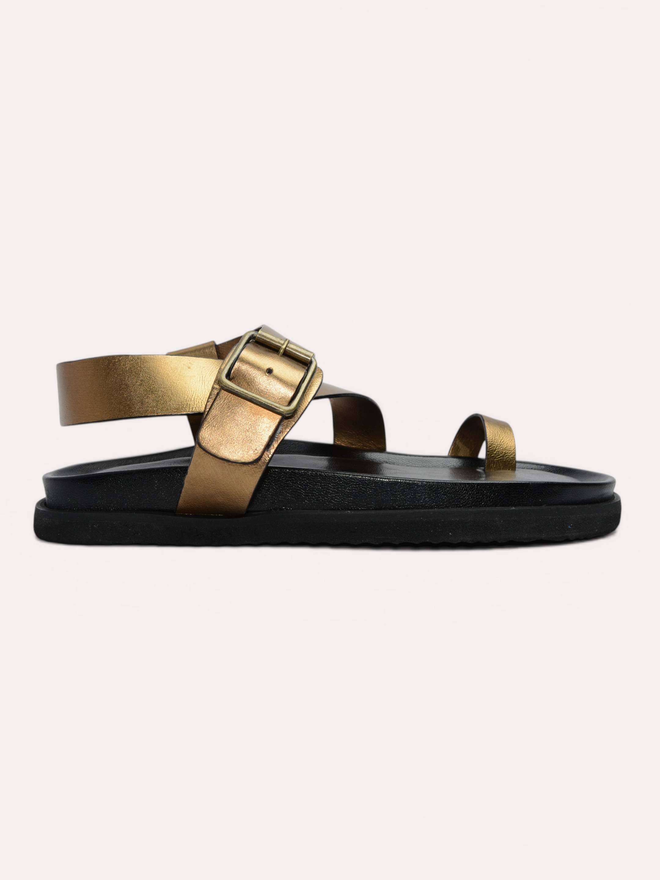 Flat Toe Ring With Cross Strap Sandal - Copper