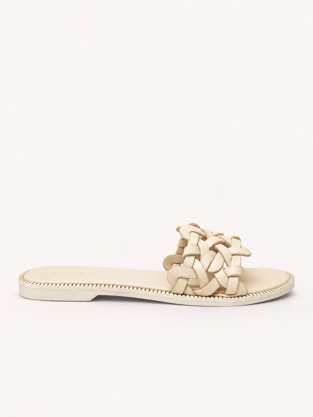 Tresse Braided Flat Slide – Off White – Pair Angled View