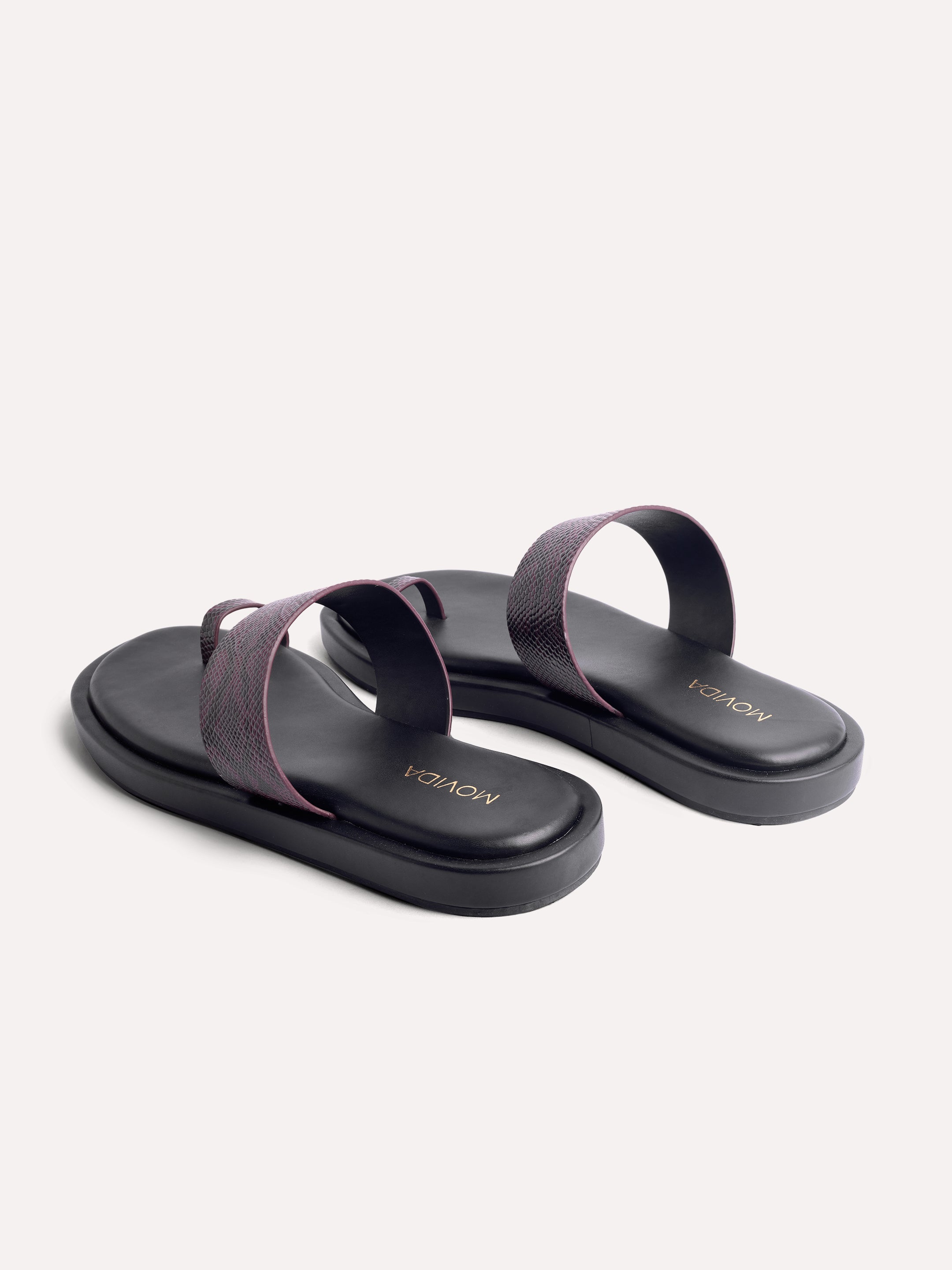 Textured Slip-On Open Toe Sandals  - Maroon