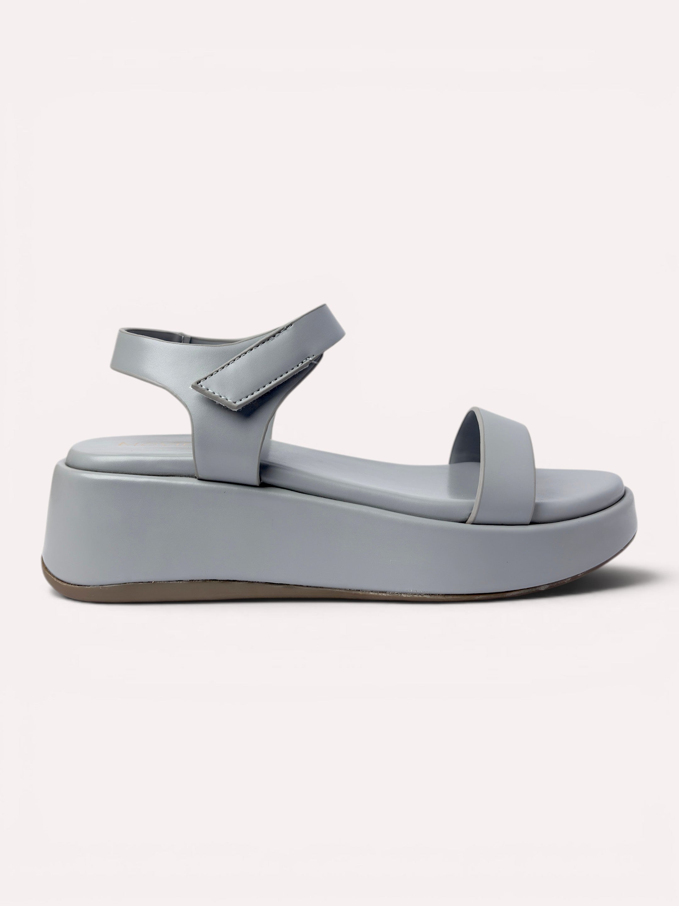Sage Velcro Strap Flatform Sandal - Light Grey