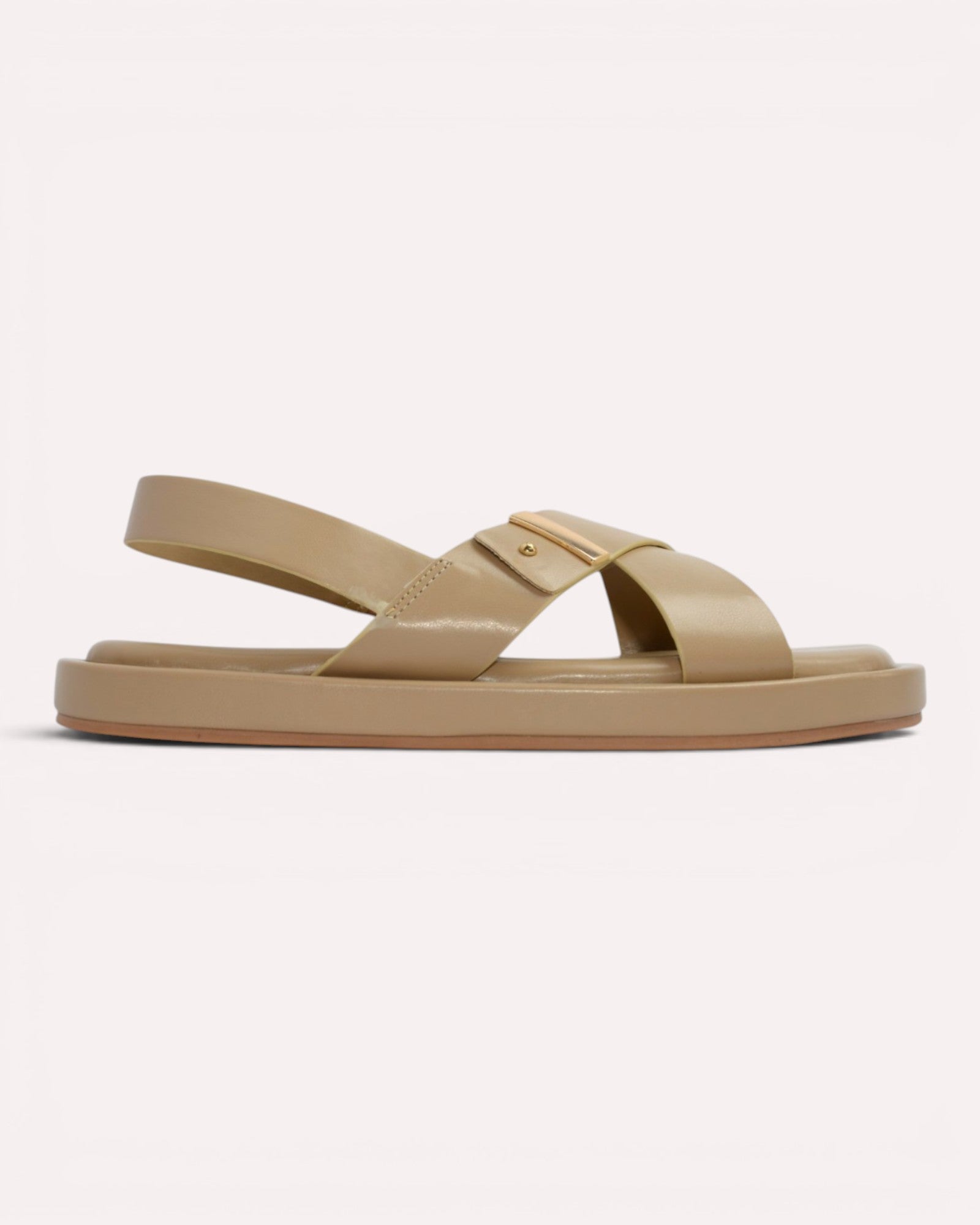 Cruz Crossover Slingback Flatform Sandals – Camel