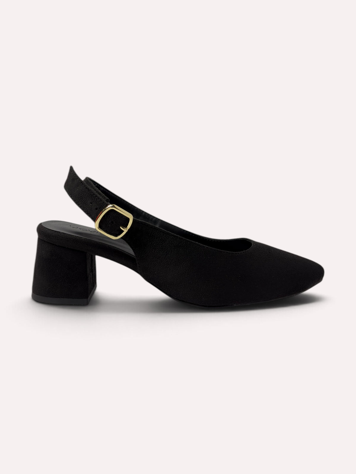 Bardot Pointed-Toe Slingback Block Heel – Black – Side View 1