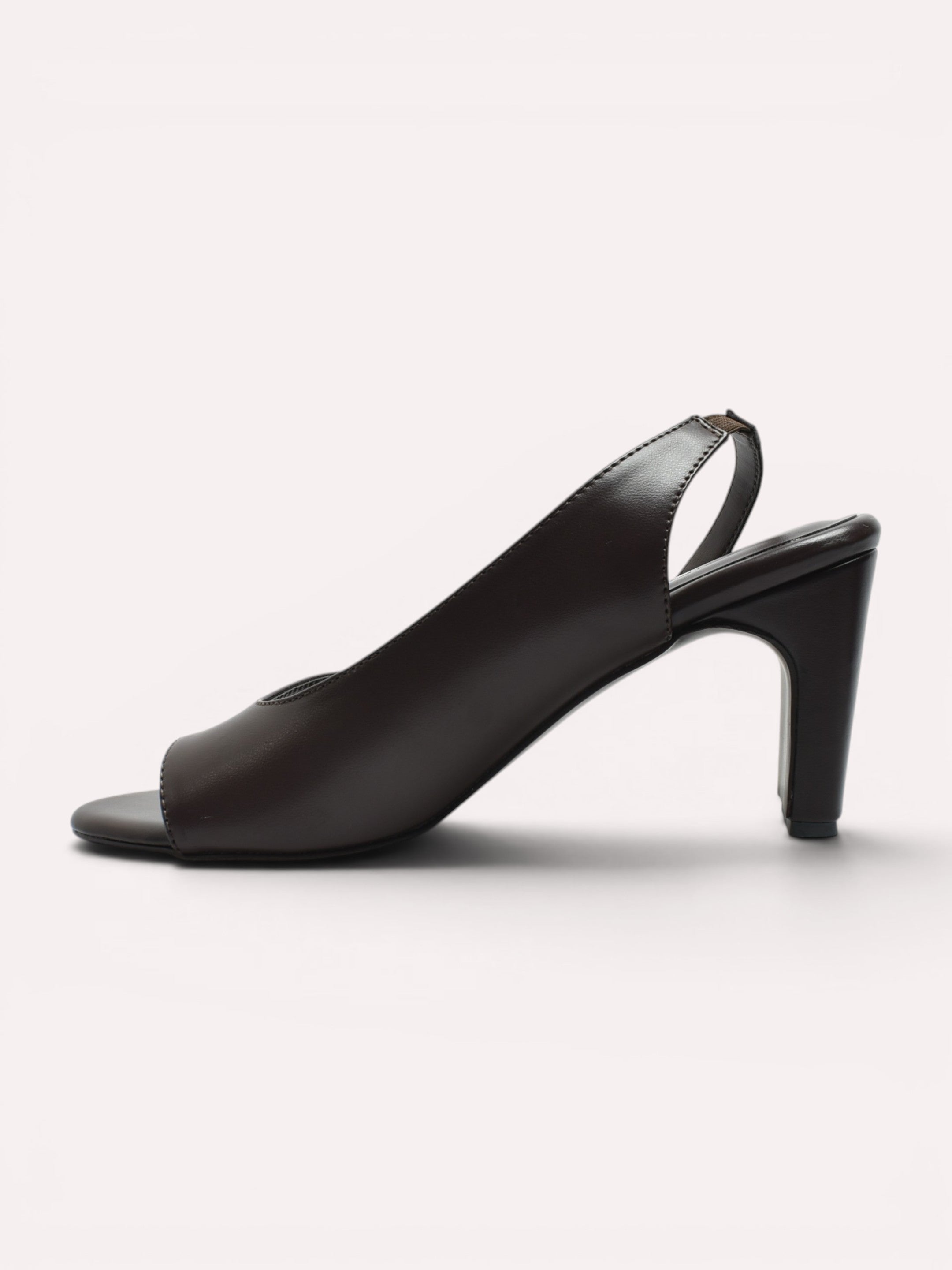 Vera Thong Strap Cone Heel Slingback –Brown