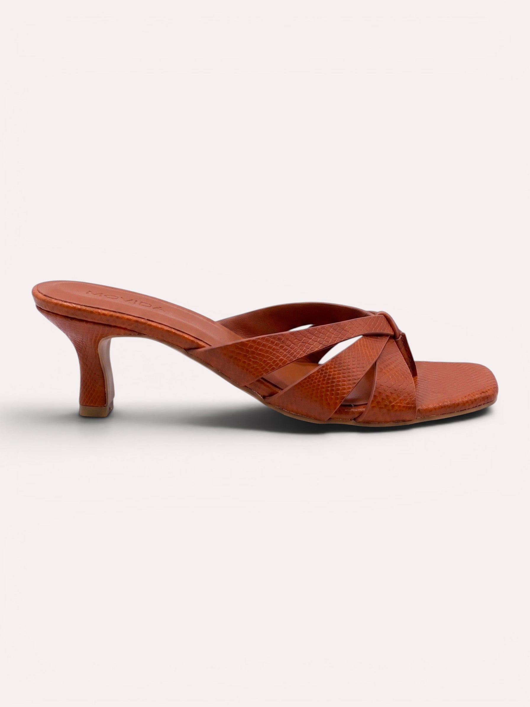 Dune Criss-Cross Spool Kitten Heel Mule – Dark Tan