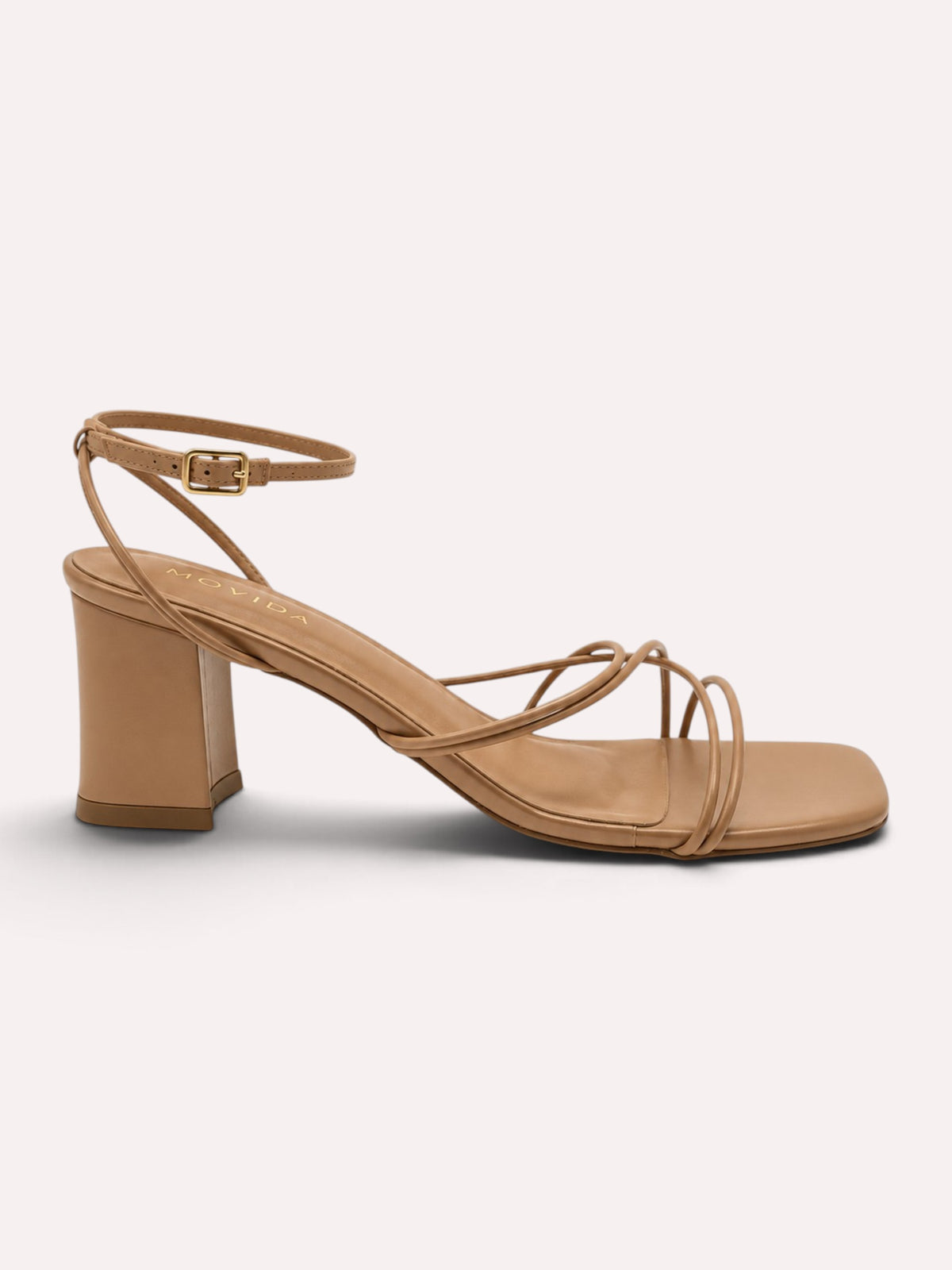 Solana Cross-Strap Flared Block Heel Sandal – Warm Beige
