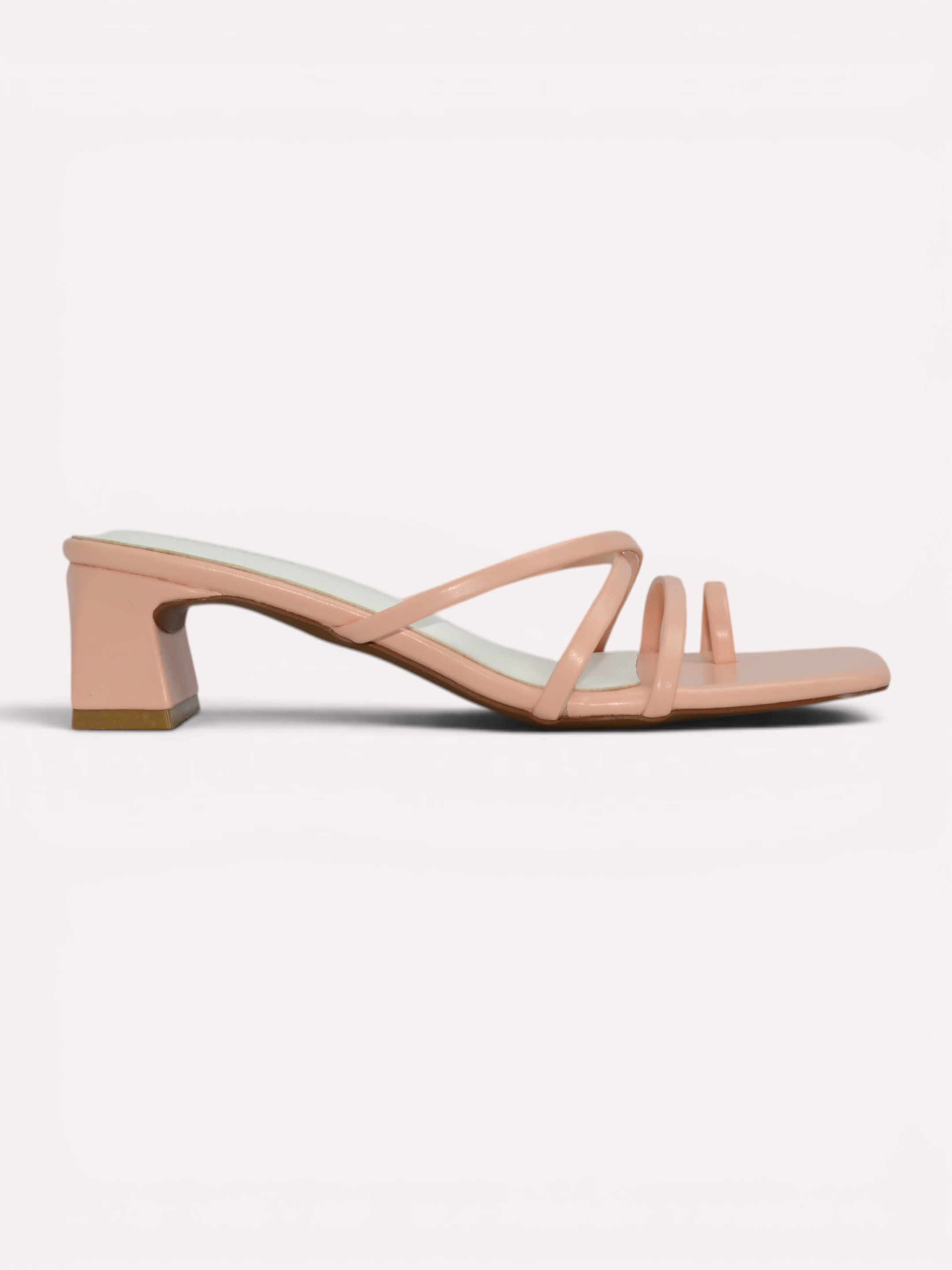 Heel Cross Strap Toe Ring Sandal - Salmon