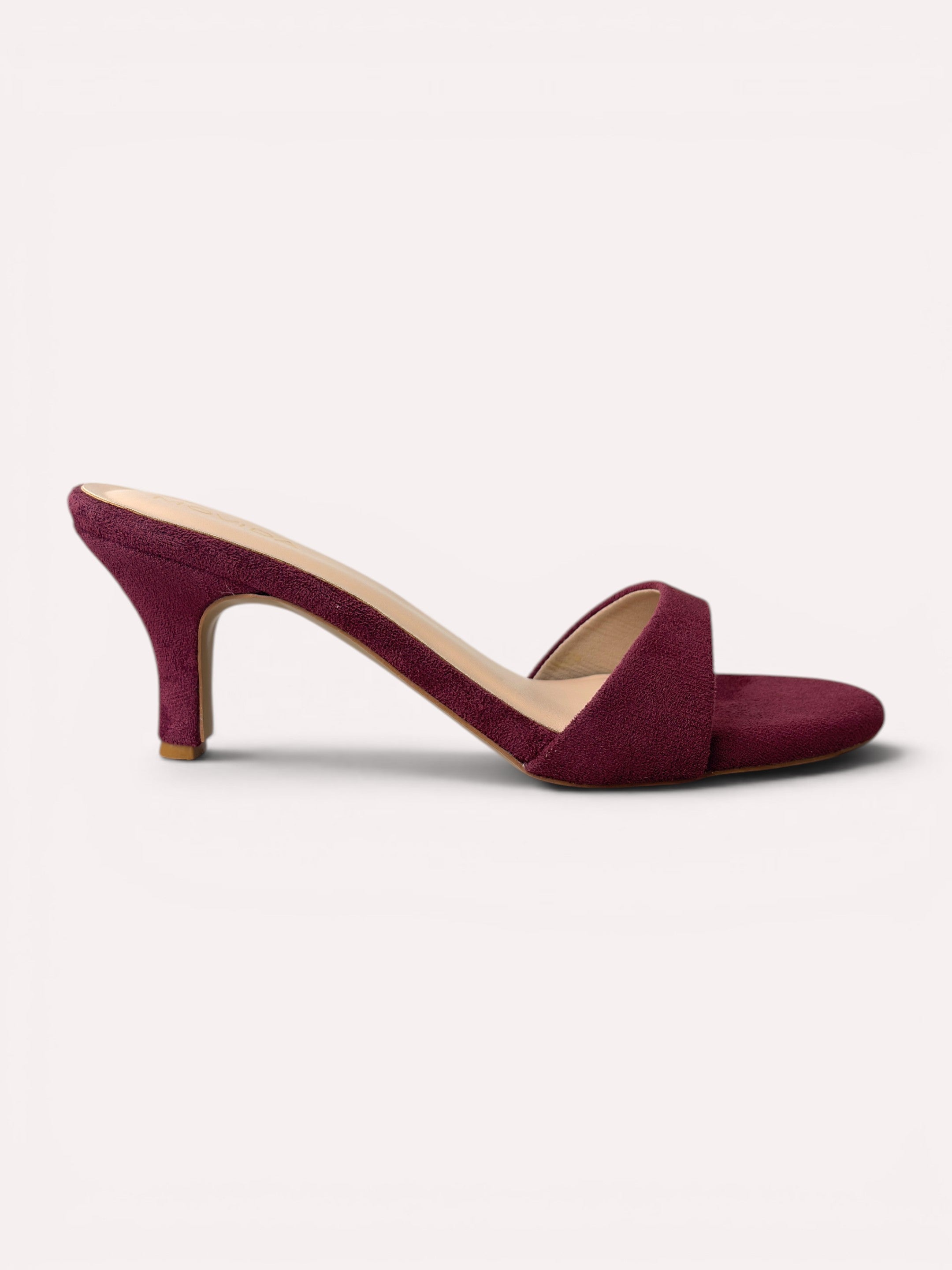 Rosette Suede Single Strap Kitten Heel Mule – Maroon