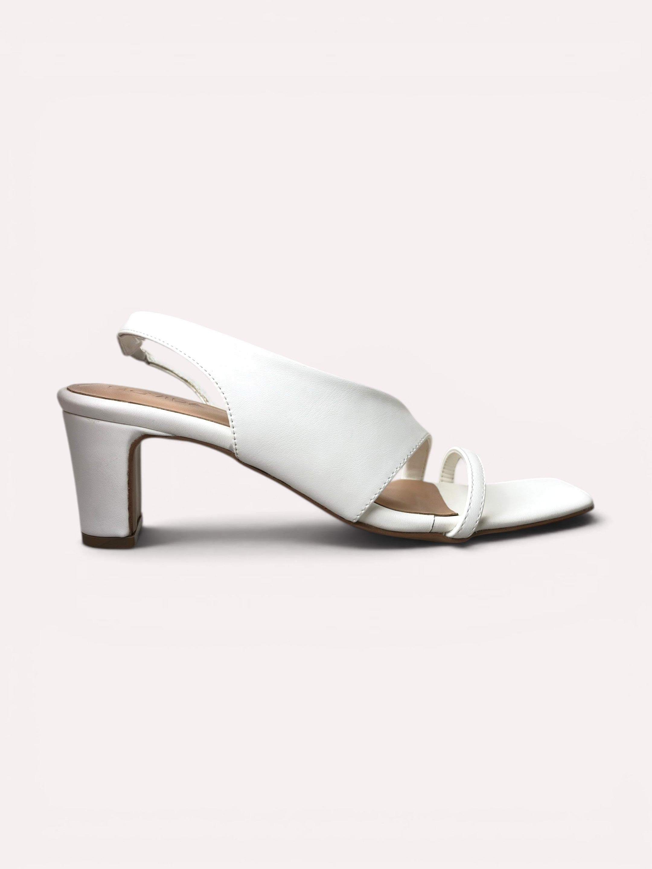 Bianca Cross Strap Cylinder Heel Slingback – White