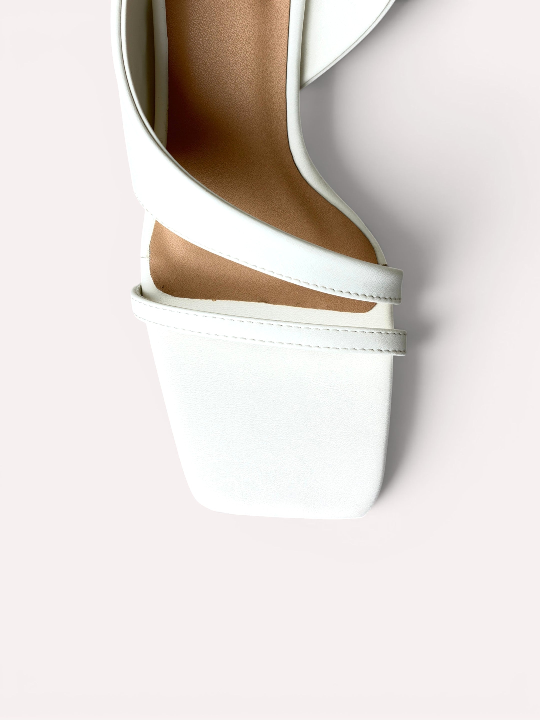 Bianca Cross Strap Cylinder Heel Slingback – White