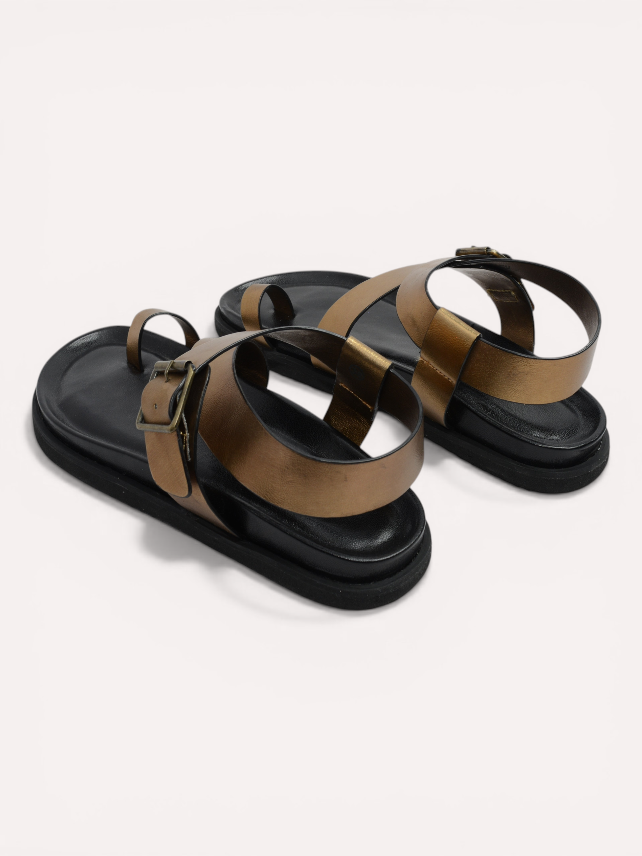 Flat Toe Ring With Cross Strap Sandal - Copper
