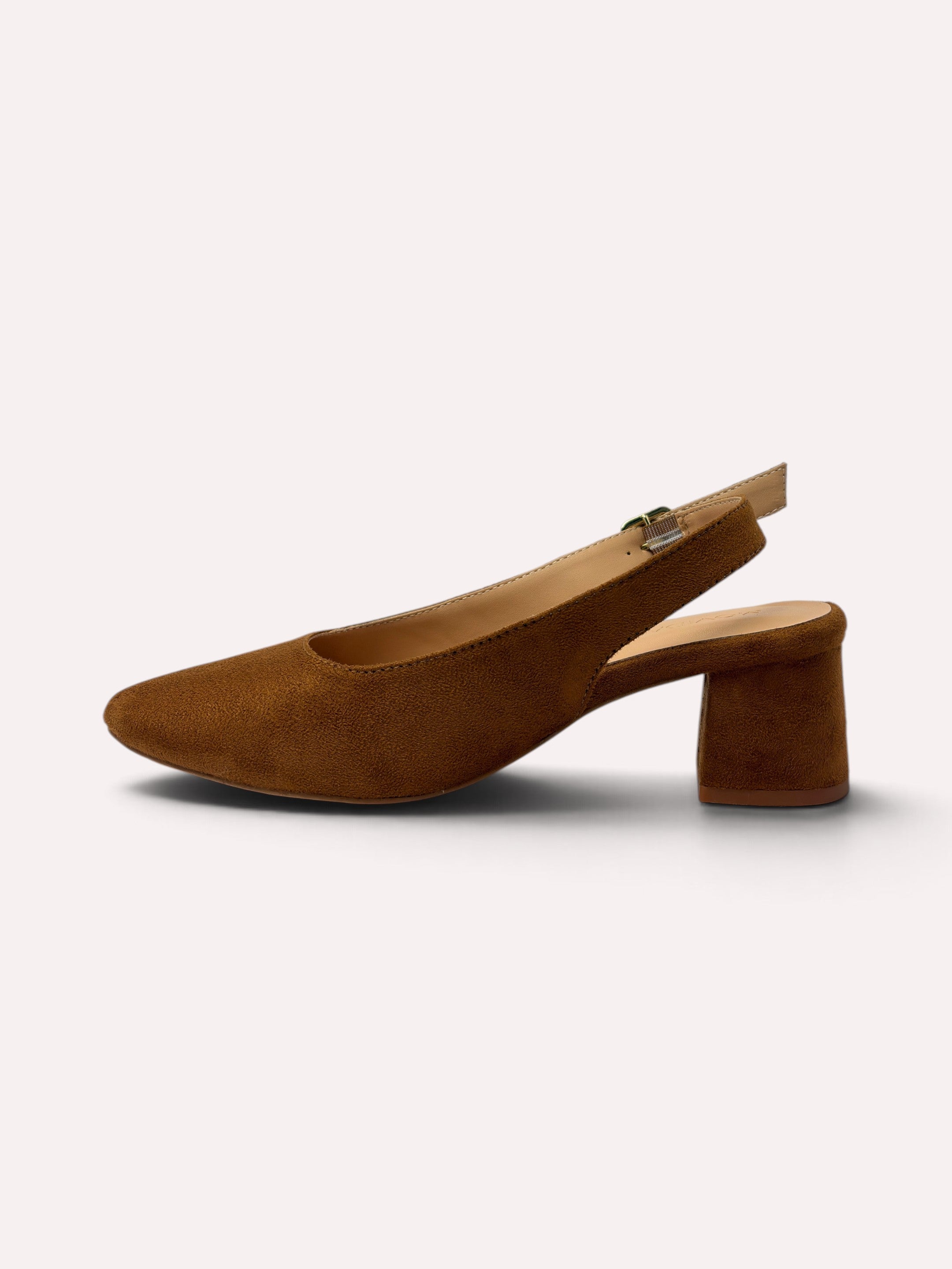 Bardot Pointed-Toe Slingback Block Heel – Tan