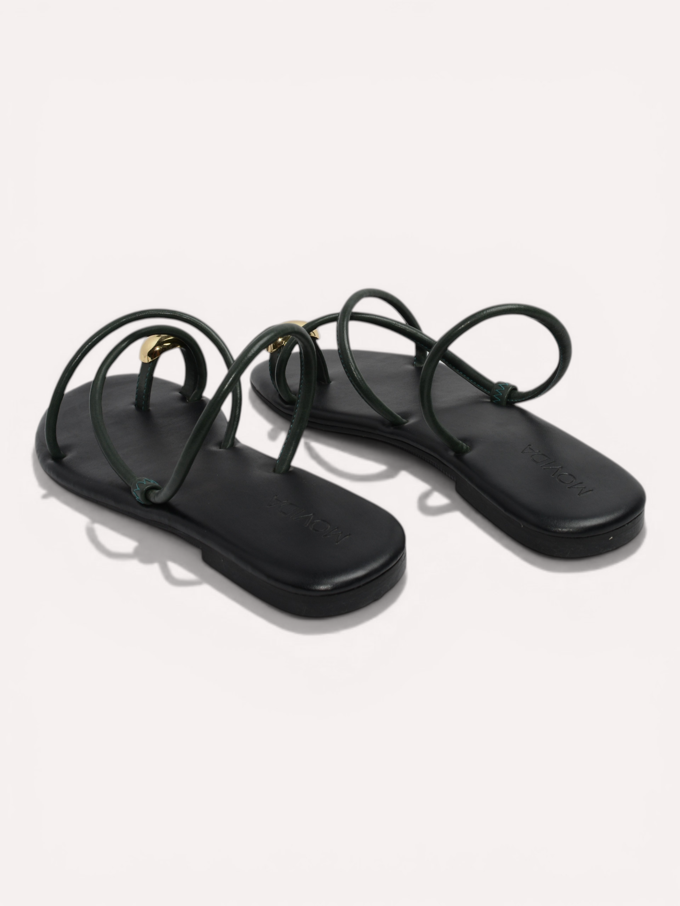 Flat Metallic Toe Ring Sandal - Olive Black