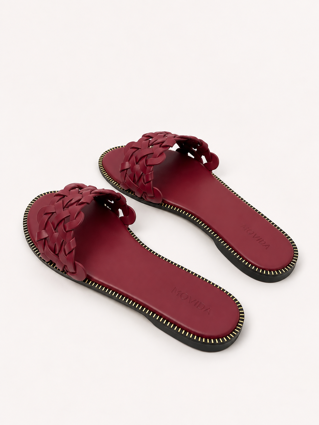 Tresse Braided Flat Slide – Wine