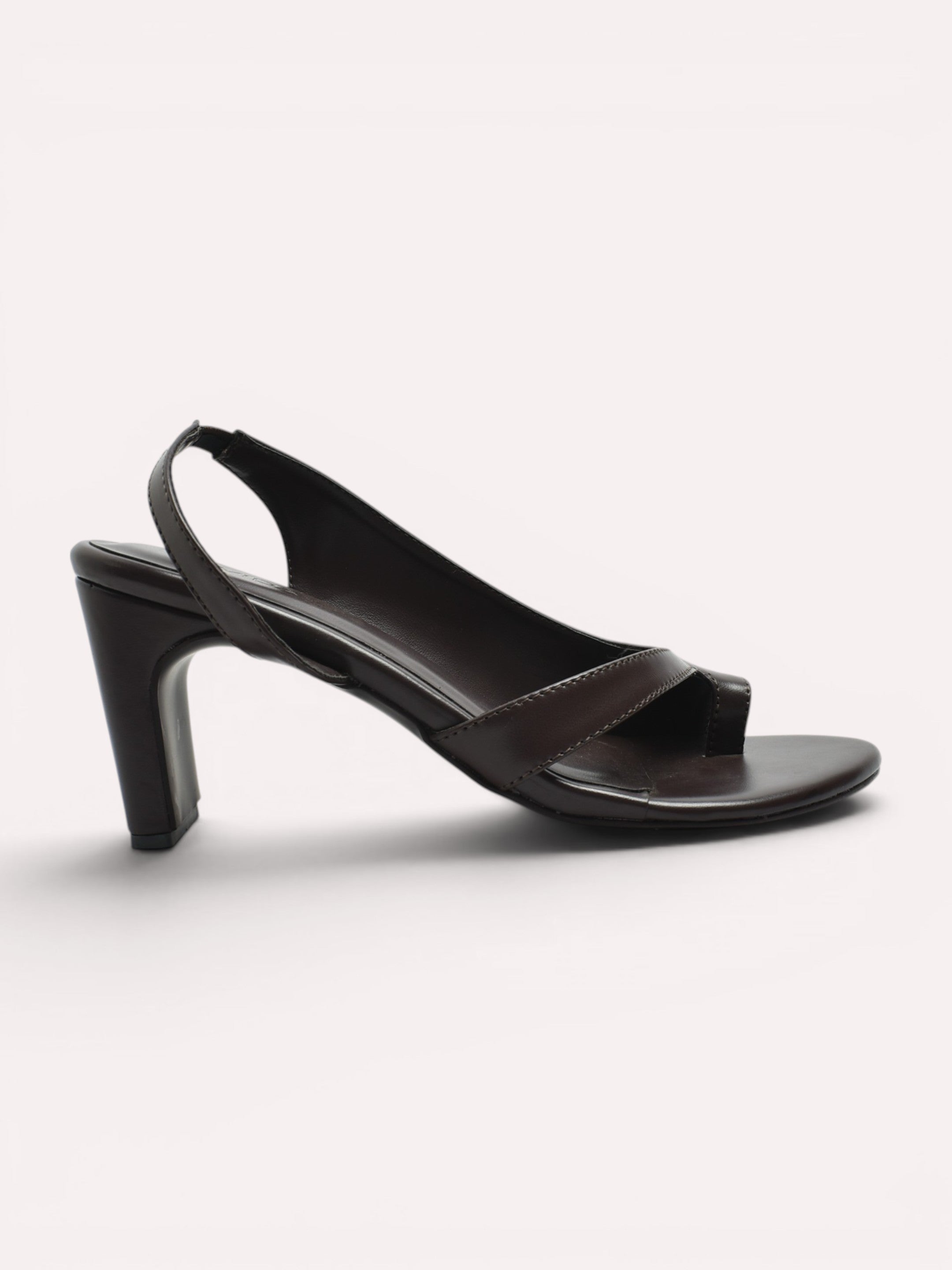 Vera Thong Strap Cone Heel Slingback –Brown