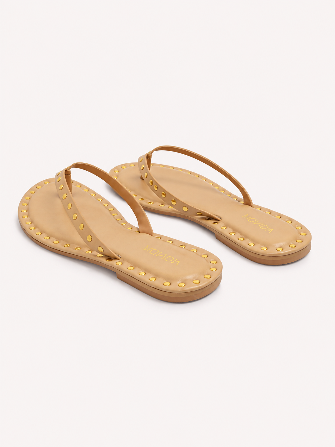 Flat V Straps Strap with Studs Sandal - Light Tan