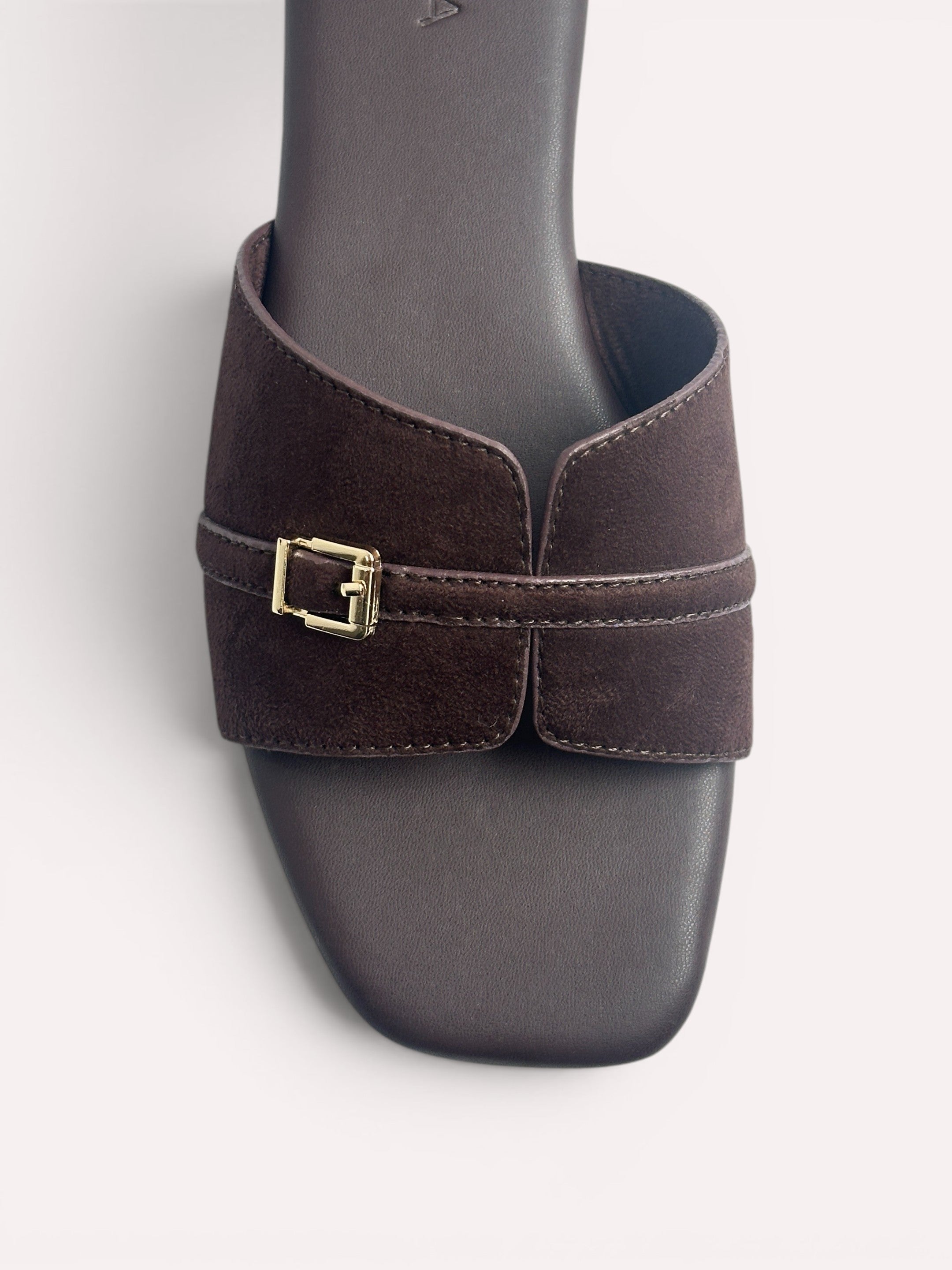 Lucia Buckle Flat Slide-Brown