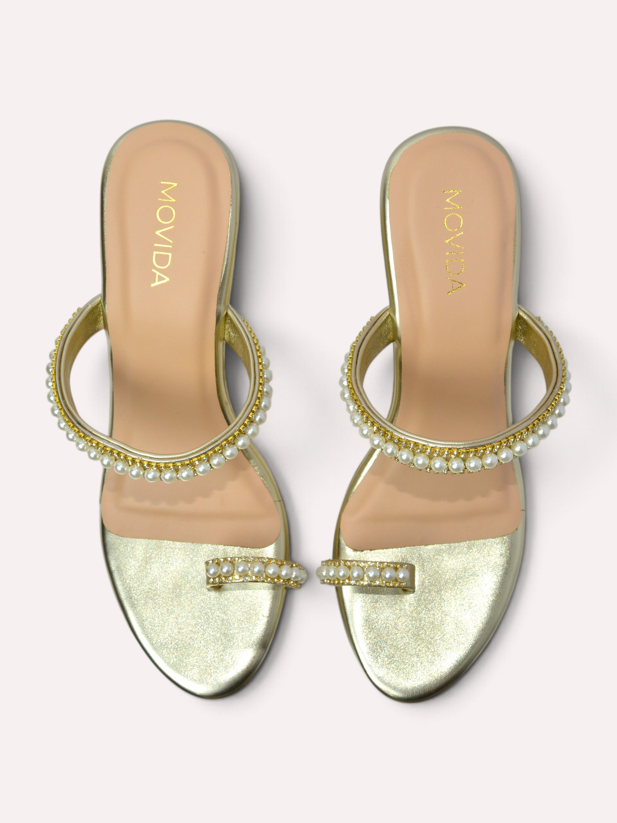  Zara Pearl Crystal Toe Ring Wedge Mule – Gold