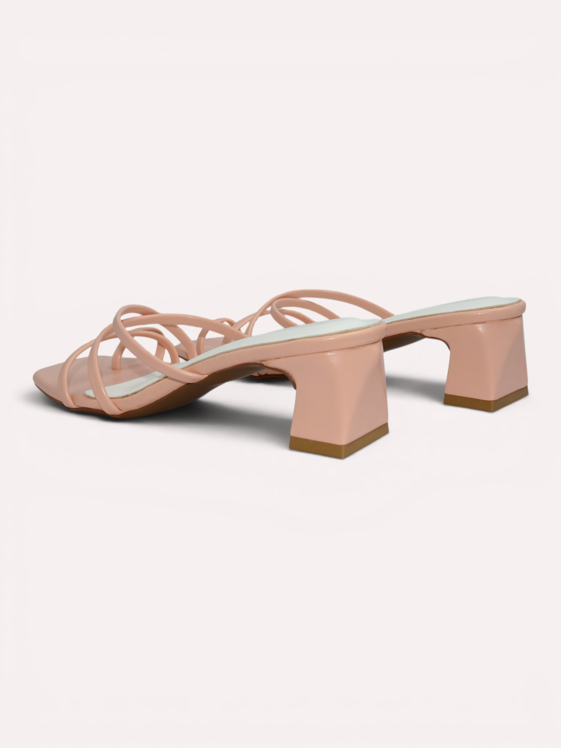 Heel Cross Strap Toe Ring Sandal - Salmon