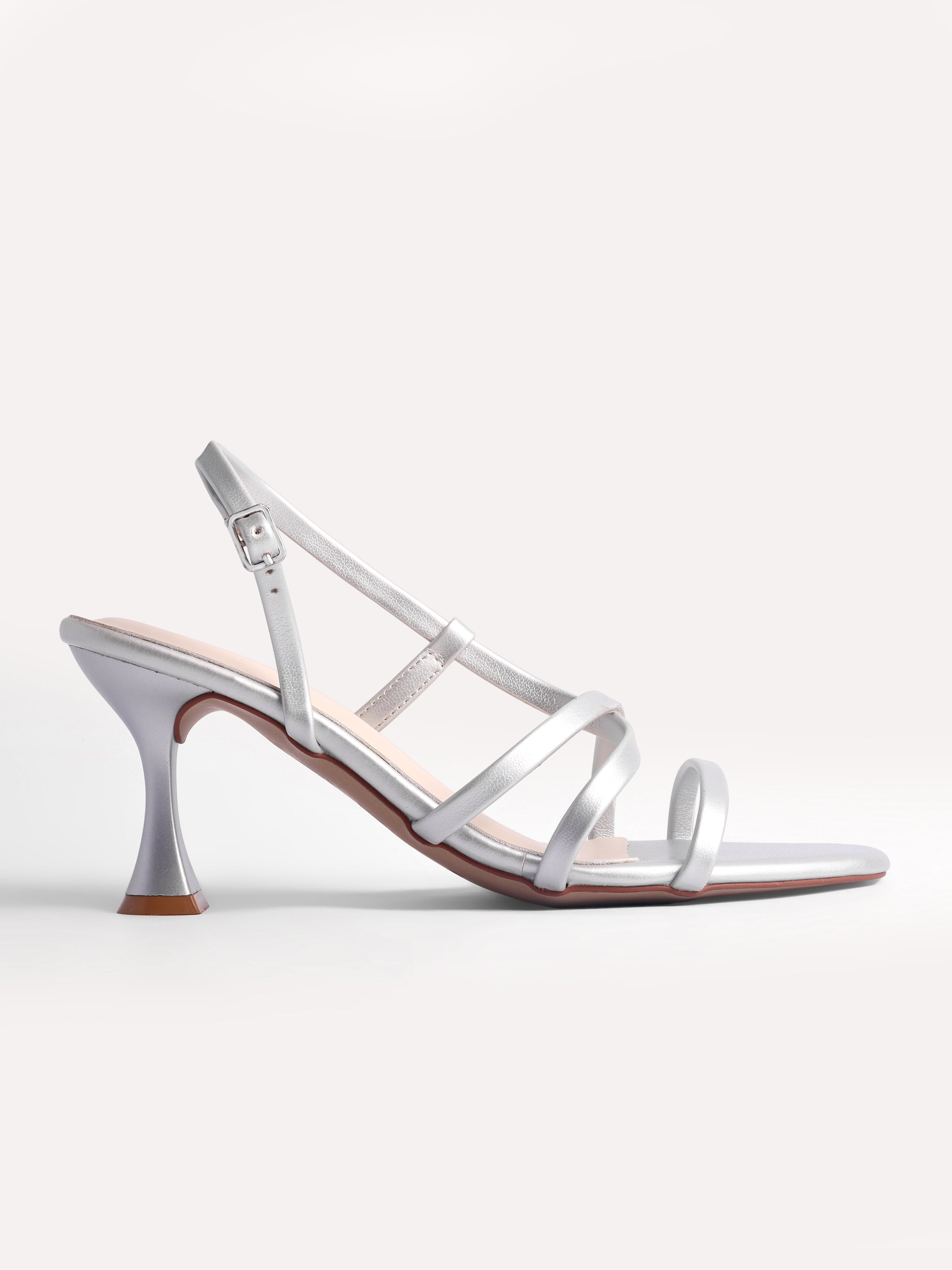 Cross Strap Sling Sandal - Silver