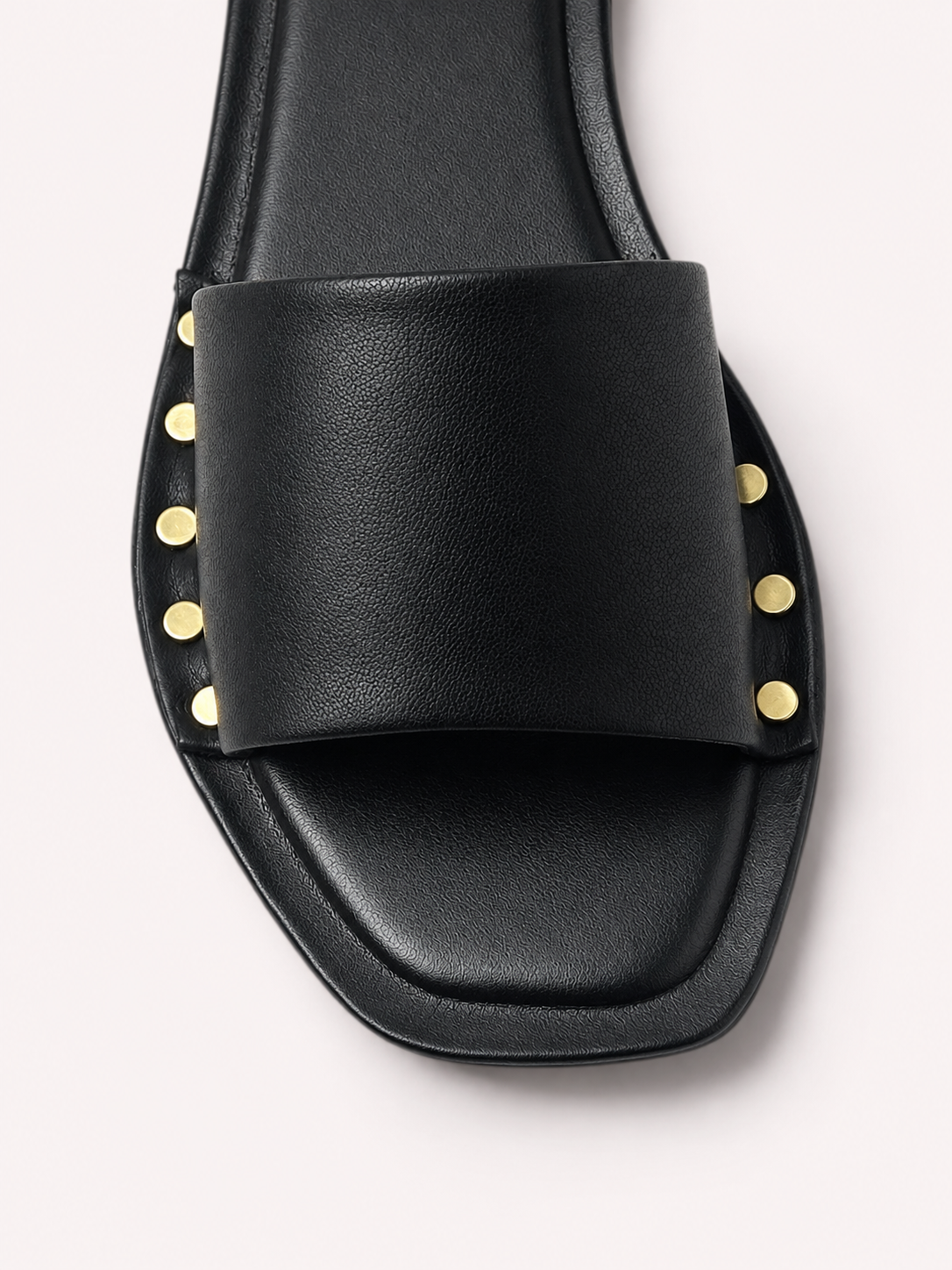 Kira Stud Flat Slide – Black